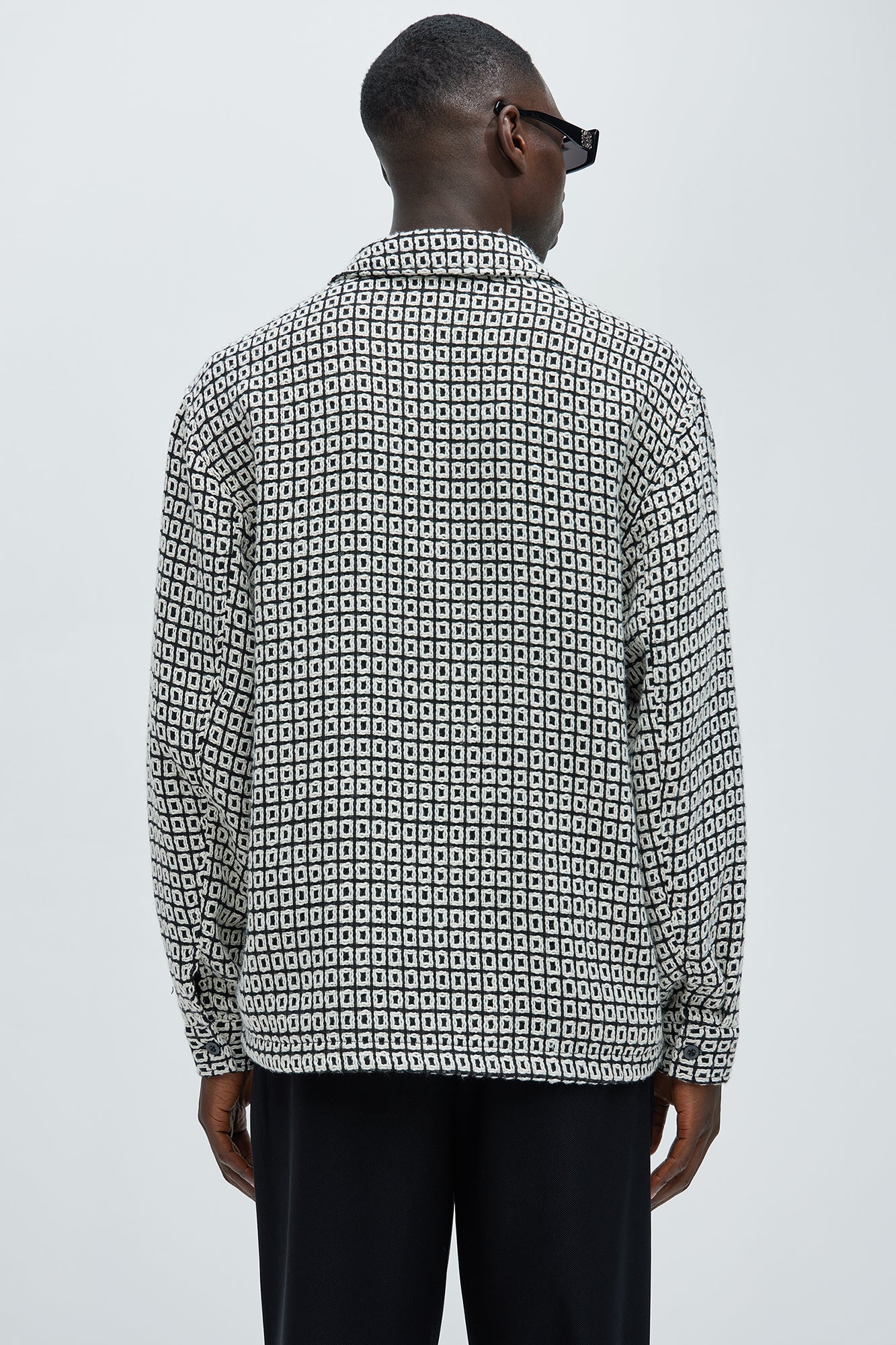 Oversized Island Textured Button Up Shirt - Black/combo - Image 4