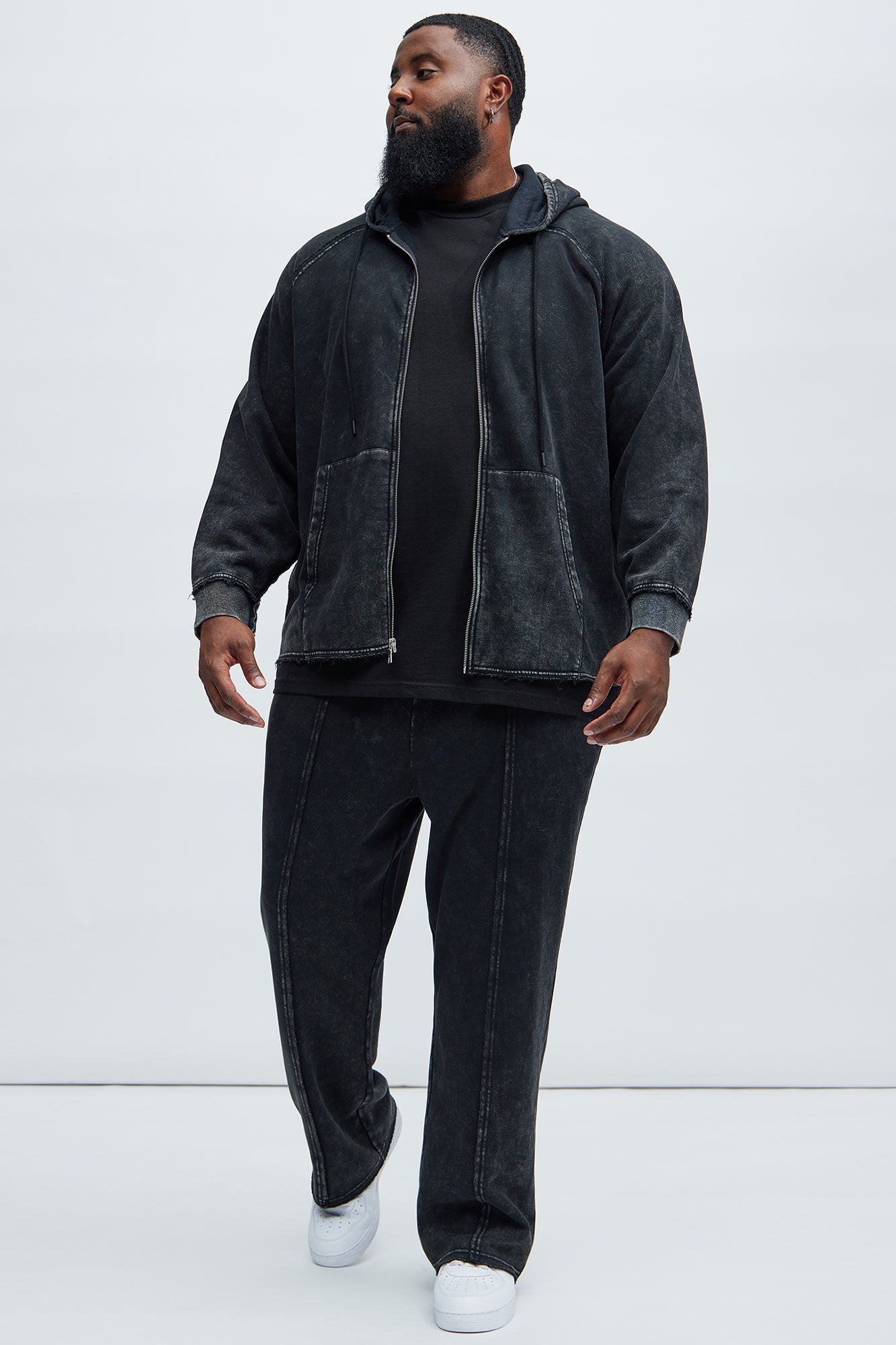 Tyson Oversized Frayed Seams Hoodie - Black - Image 5