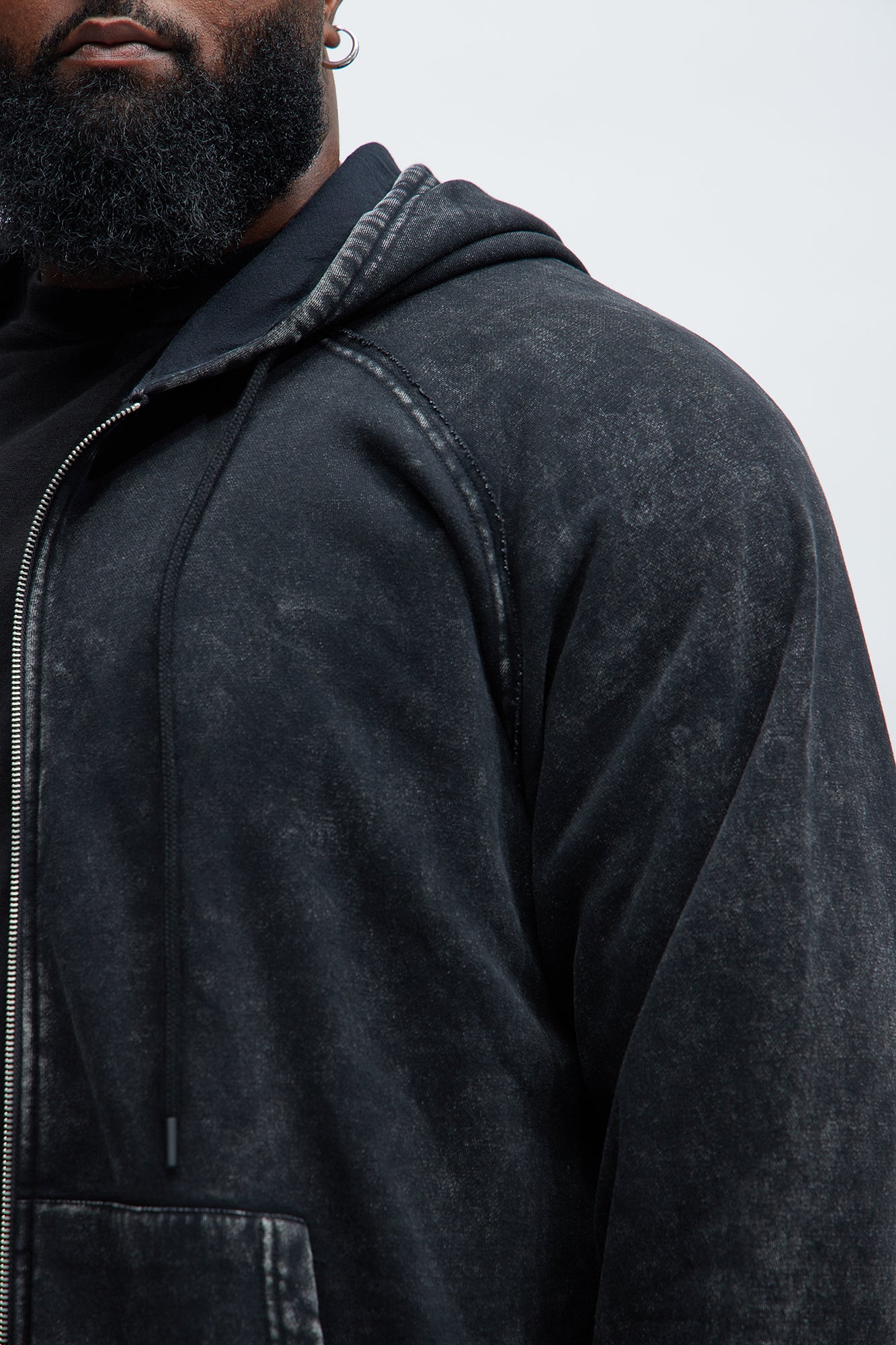 Tyson Oversized Frayed Seams Hoodie - Black - Image 6