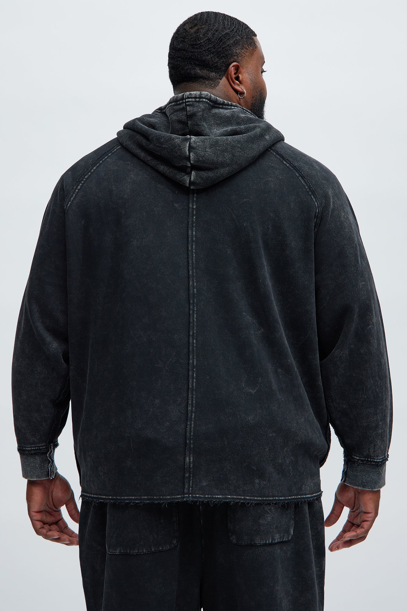 Tyson Oversized Frayed Seams Hoodie - Black - Image 7
