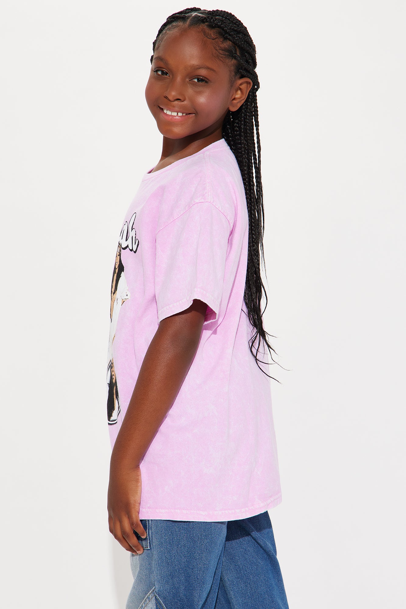 Mini Aaliyah Princess Of R&B Washed Tshirt - Pink/combo - Image 4
