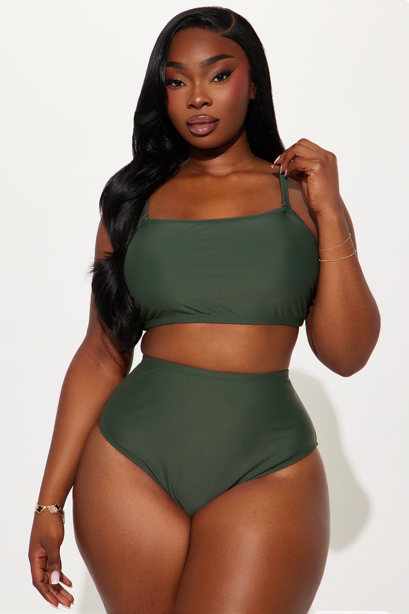 Maui Mix And Match Bandeau Bikini Top - Olive - Image 6