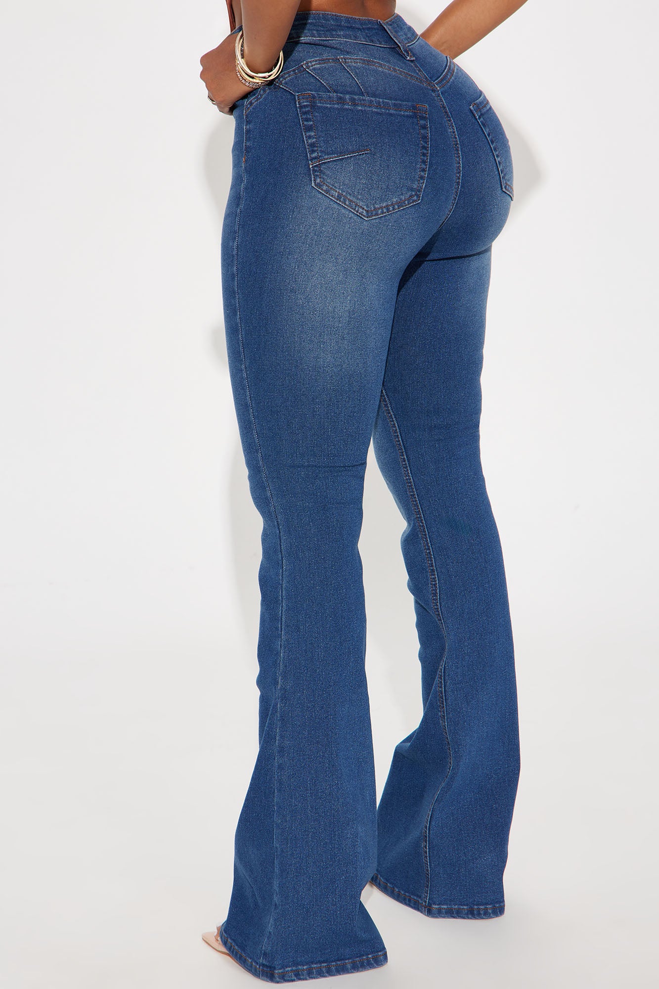 Audrey Booty Lifting Stretch Flare Jeans - Dark Wash - Image 3