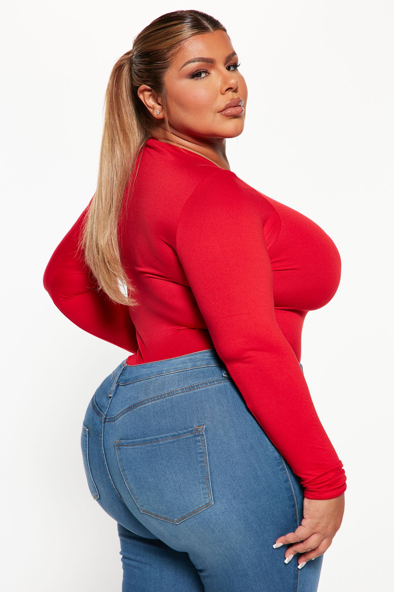 Don't Be Basic Bodysuit - Red - Image 8
