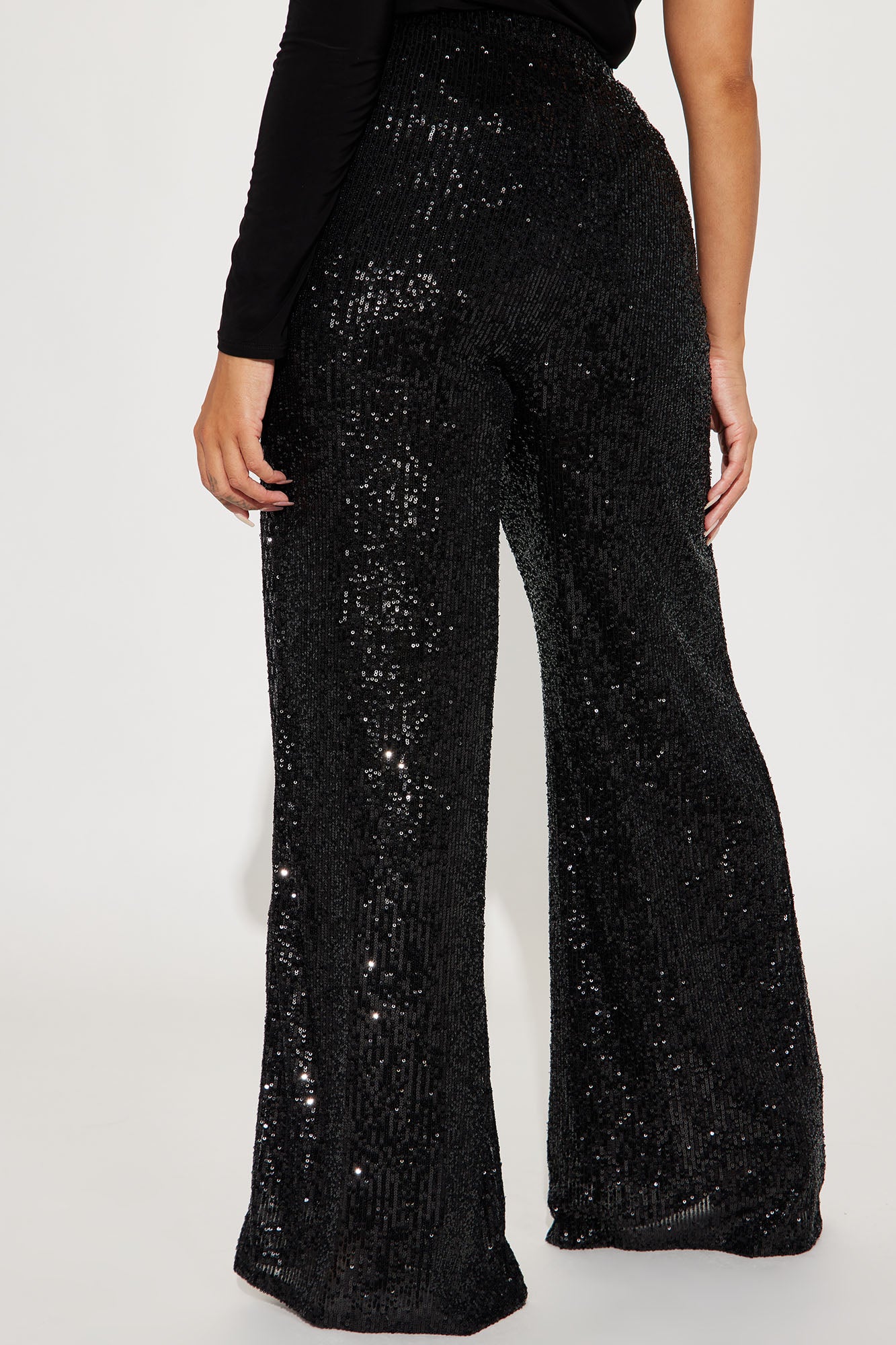After Glow Sequin Flare Pant - Black - Image 6