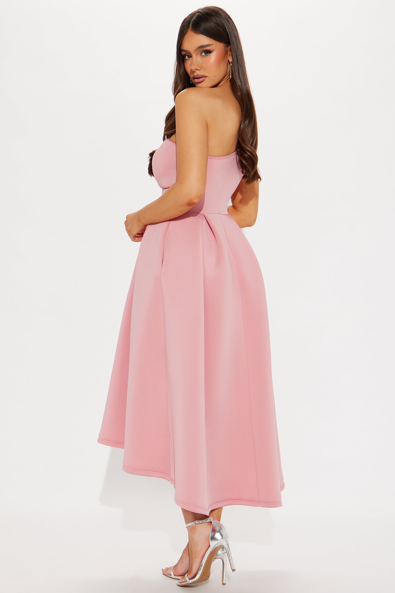 Alaina One Shoulder Midi Dress - Rose - Image 3