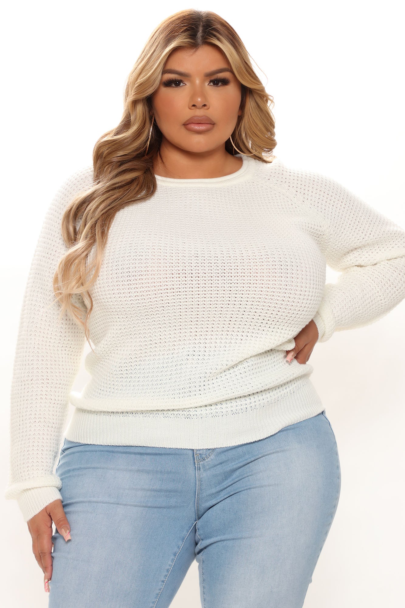 Ariana Waffle Sweater - Ivory - Image 4