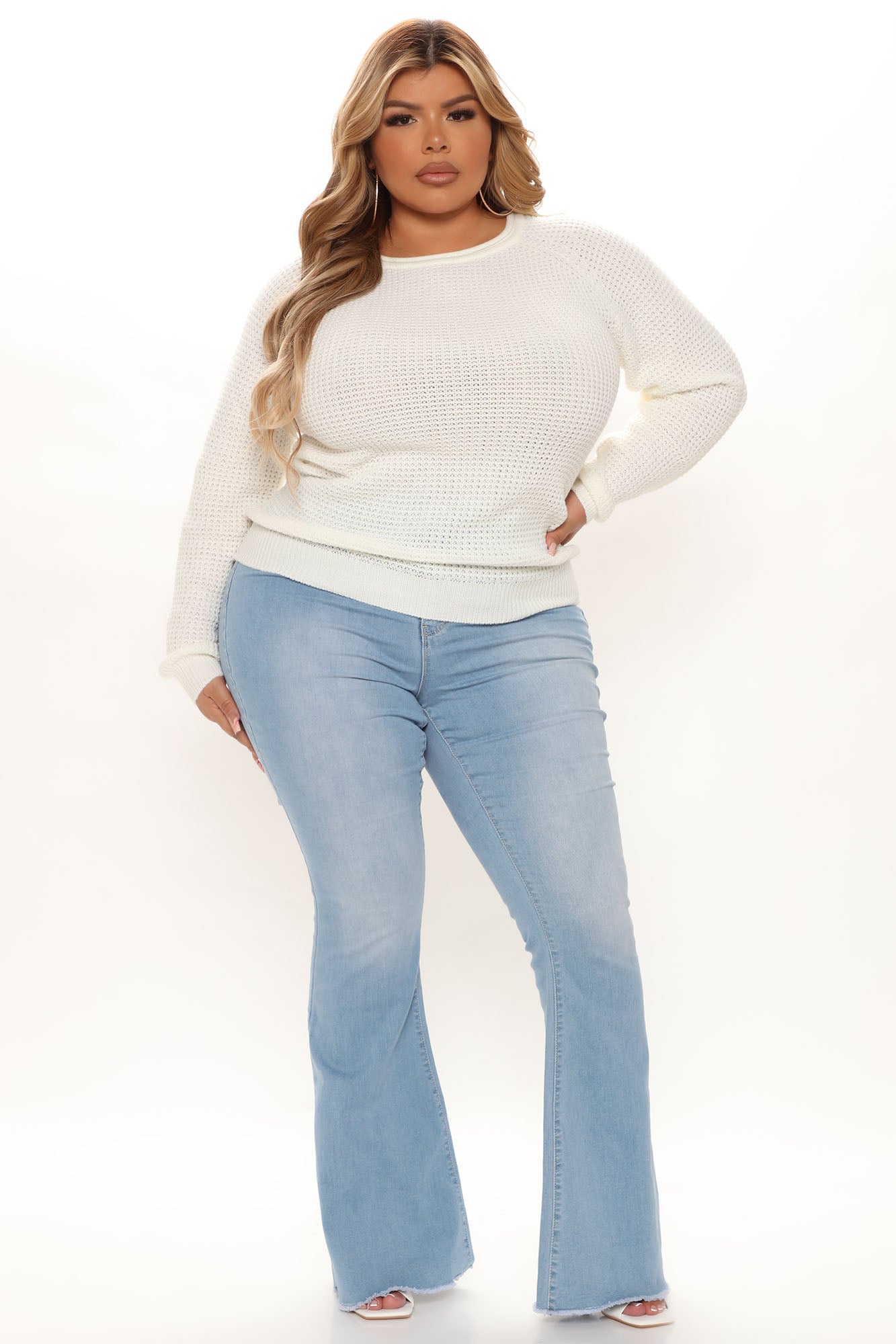 Ariana Waffle Sweater - Ivory - Image 5