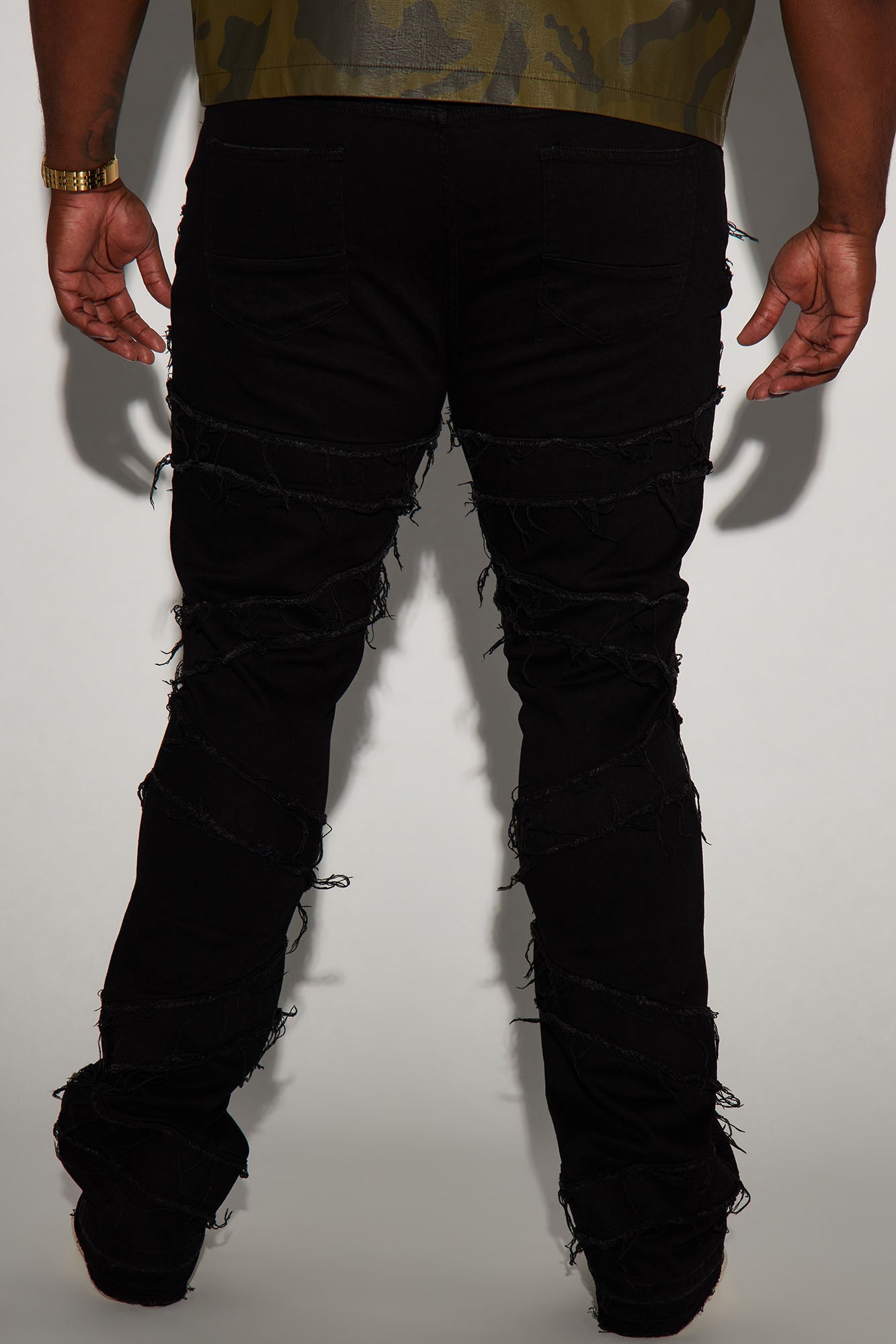 In All Ways Fray Stacked Skinny Flare Jeans - Black - Image 7