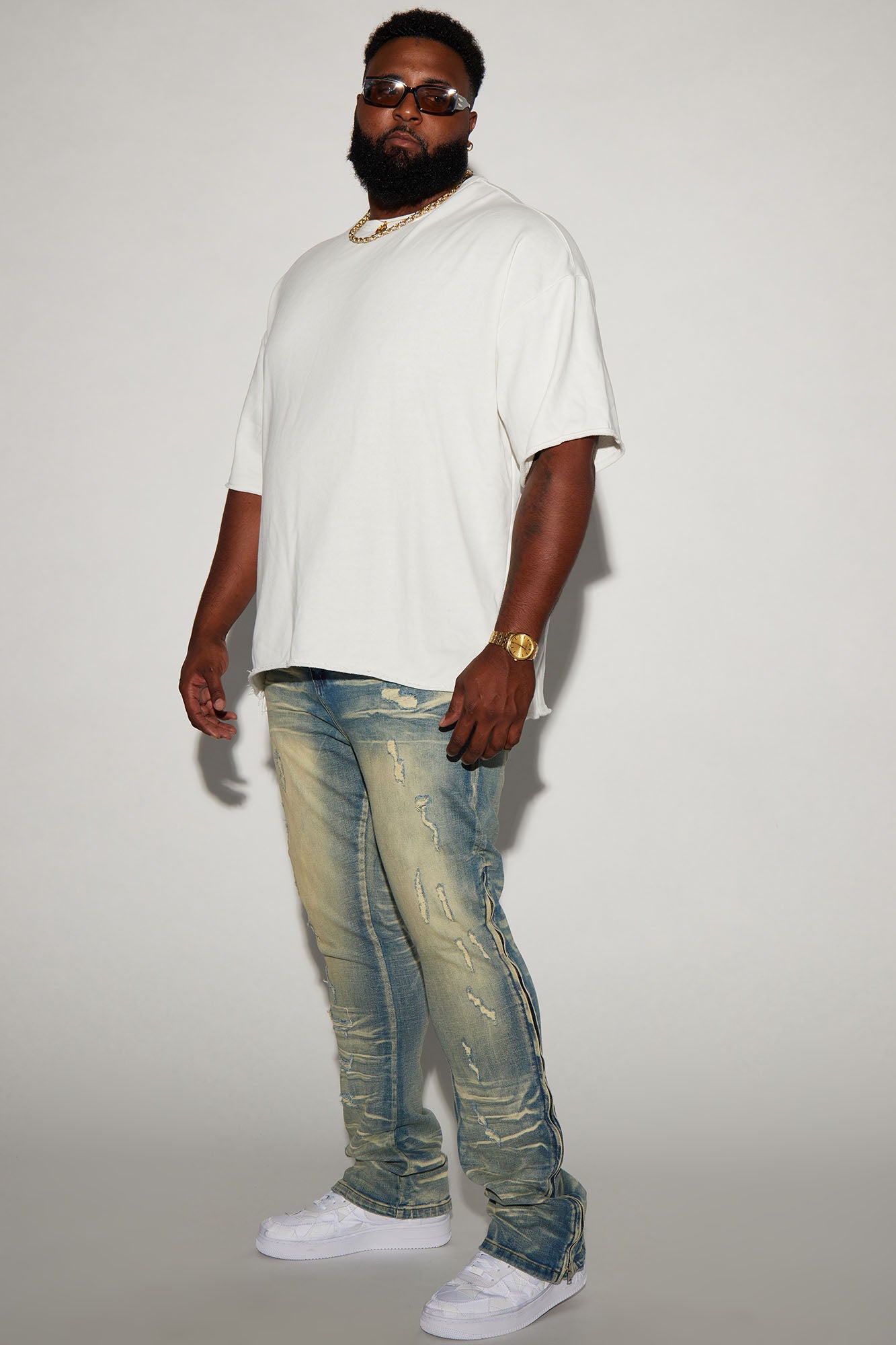 Zip All The Way Stacked Skinny Flare Jeans - Medium Wash - Image 7
