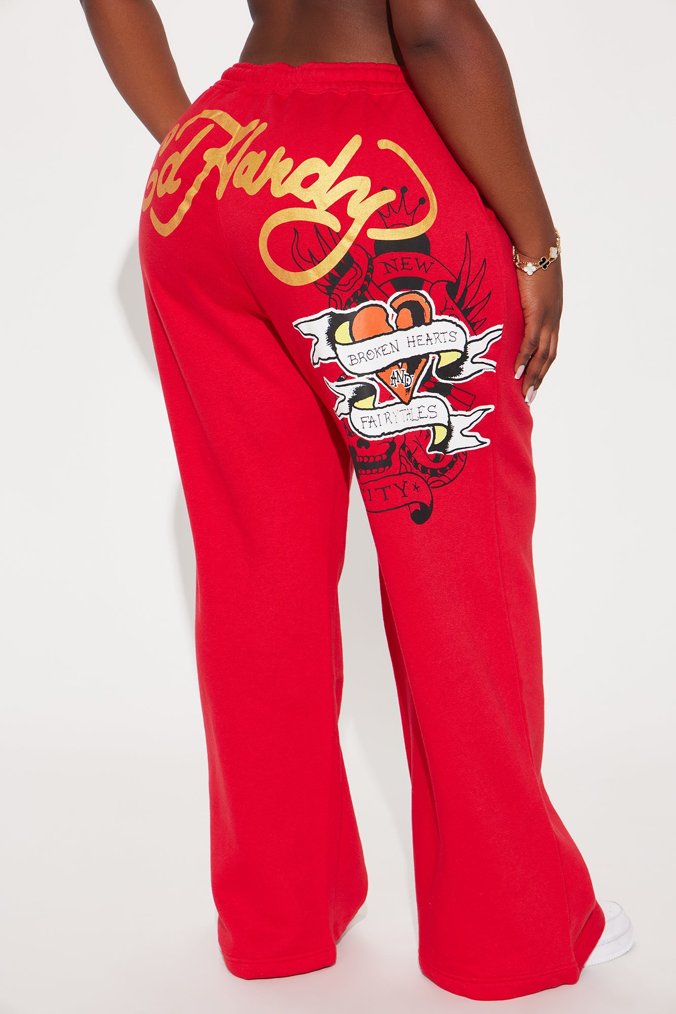 Broken Hearts Ed Hardy Wide Leg Pant - Red - Image 7