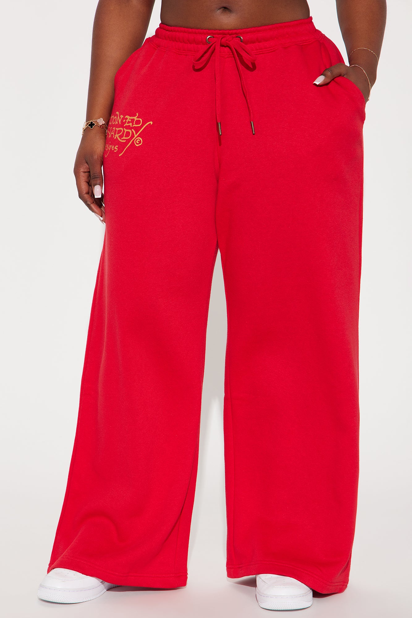 Broken Hearts Ed Hardy Wide Leg Pant - Red - Image 5