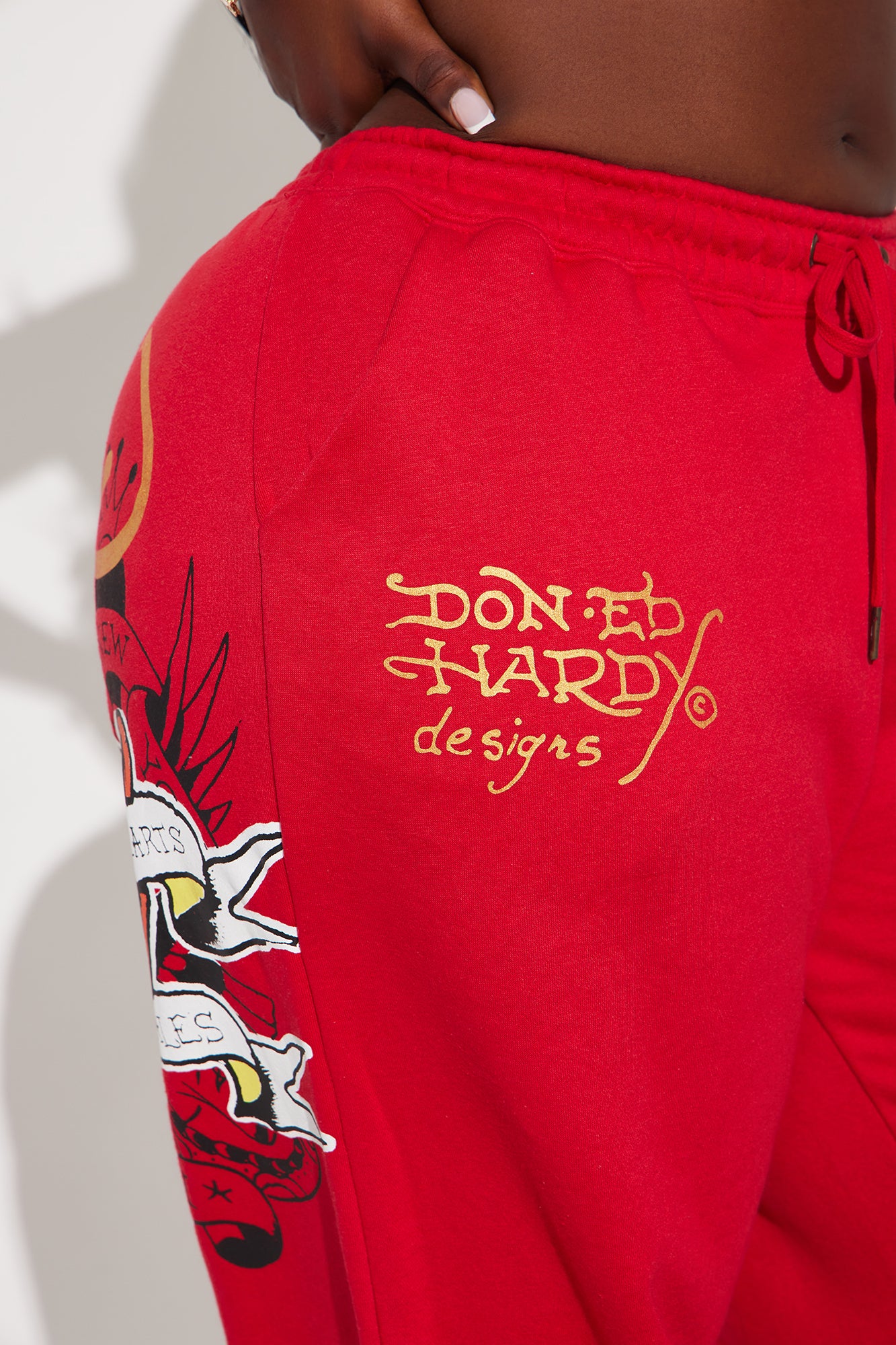 Broken Hearts Ed Hardy Wide Leg Pant - Red - Image 6