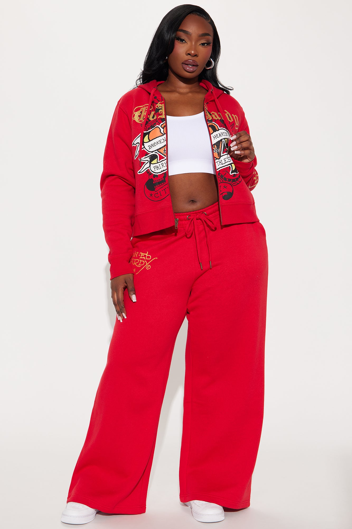 Broken Hearts Ed Hardy Wide Leg Pant - Red - Image 4
