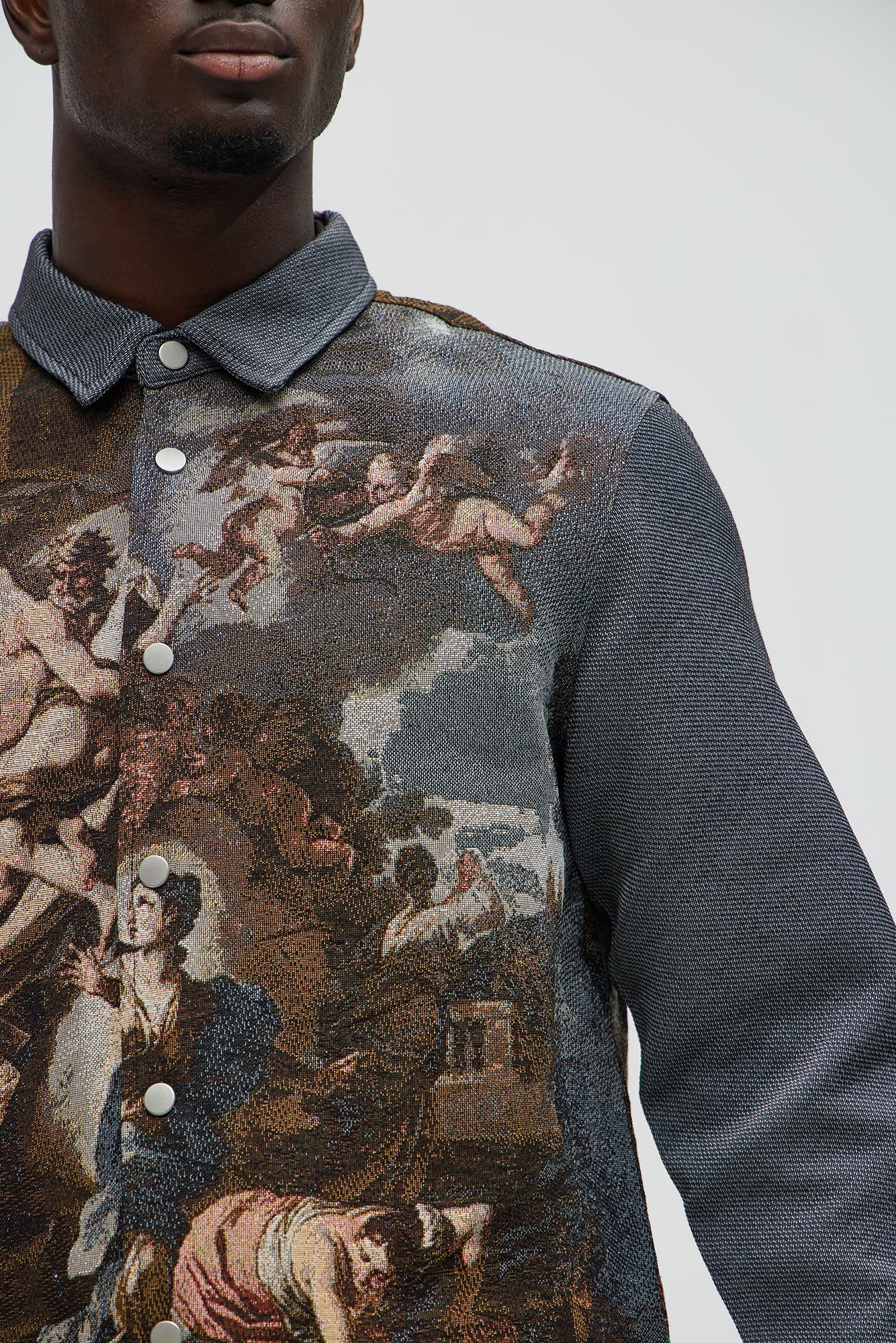 Cassiel Tapestry Cropped Button Up Shirt - Multi Color - Image 3