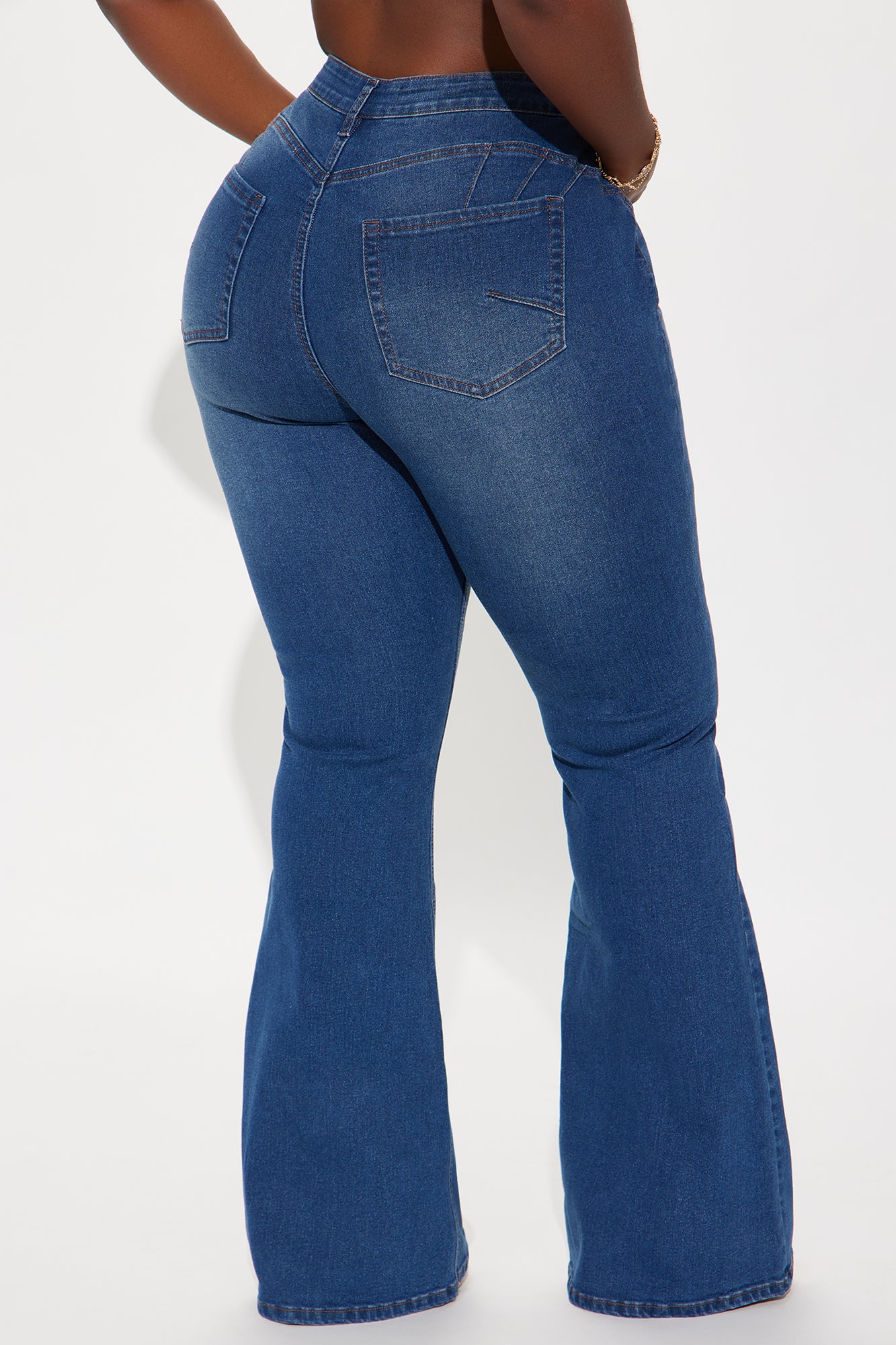 Audrey Booty Lifting Stretch Flare Jeans - Dark Wash - Image 7