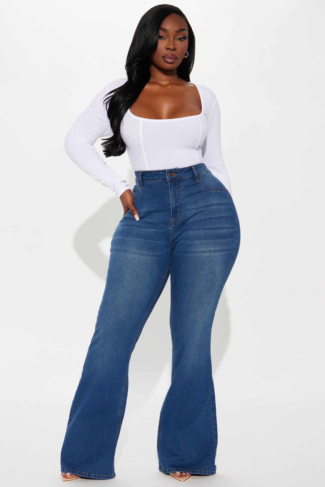 Audrey Booty Lifting Stretch Flare Jeans - Dark Wash - Image 4