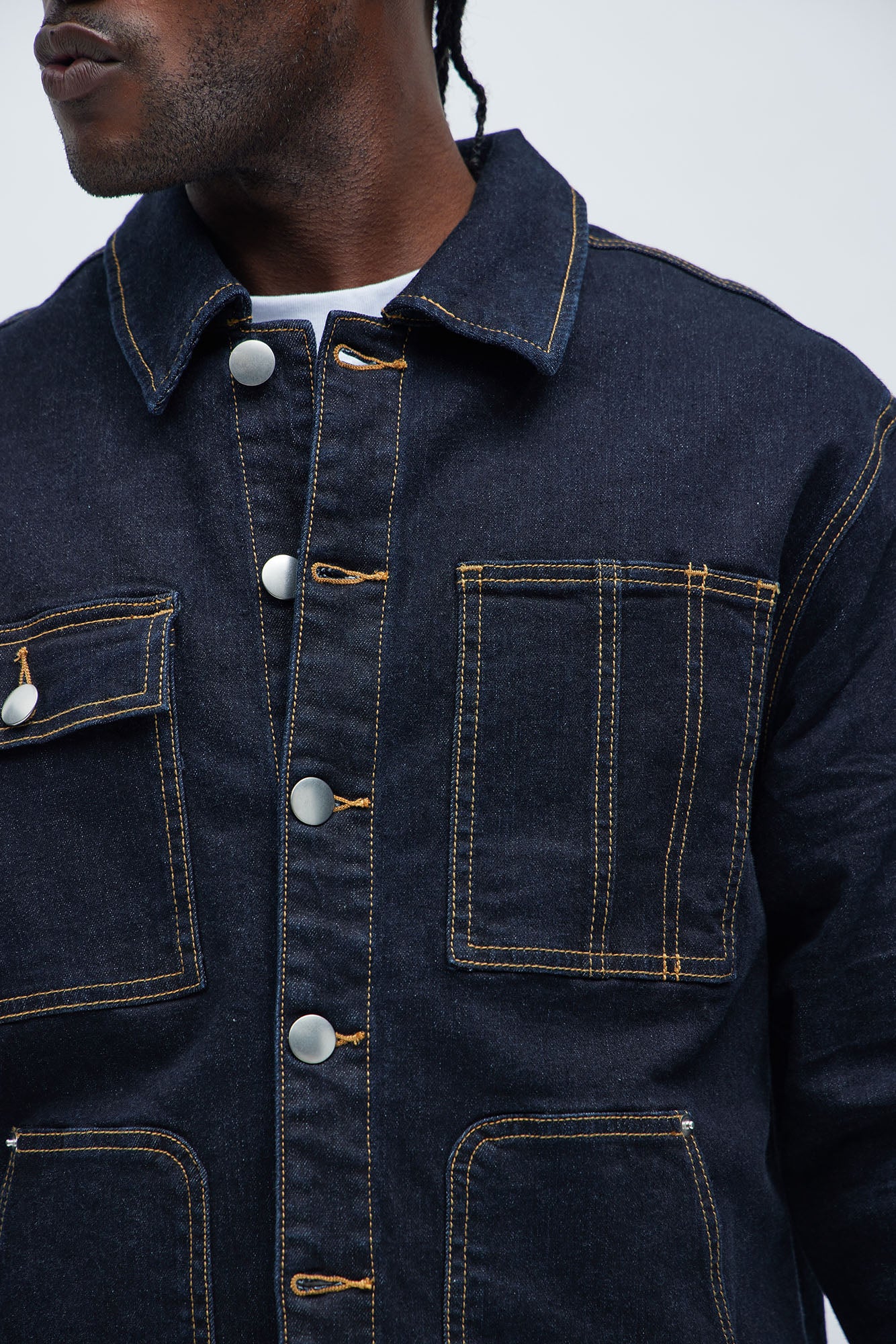 Carl Button Up Jacket - Indigo - Image 3