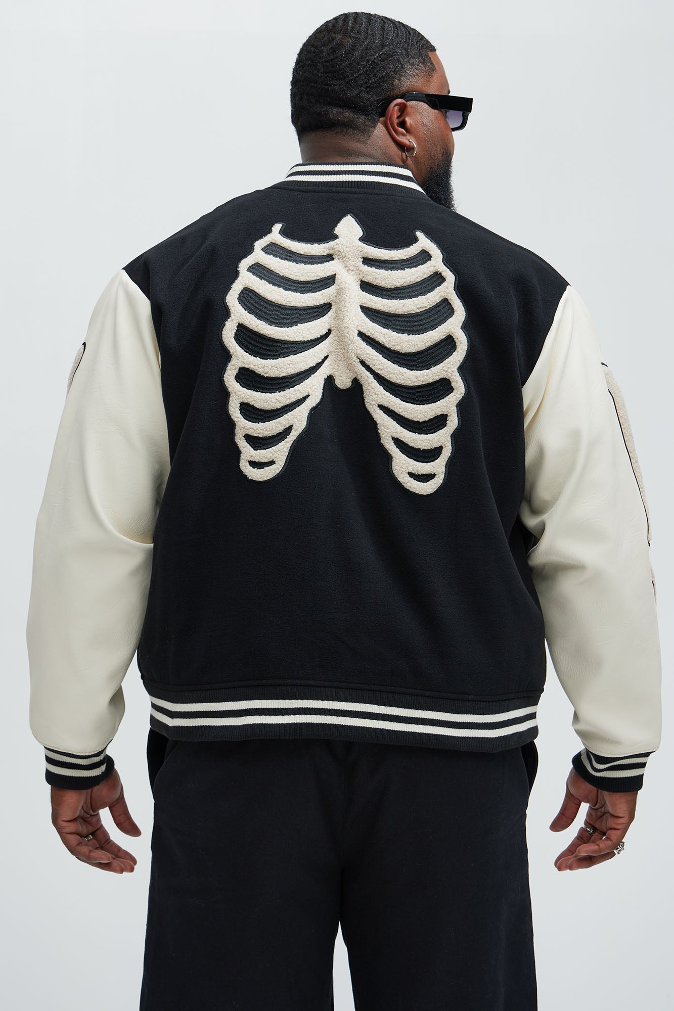 Skeleton Varsity Jacket - Black/White - Image 8
