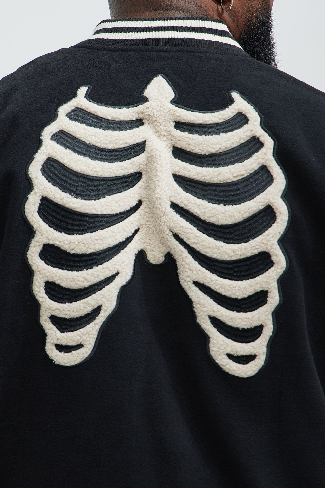 Skeleton Varsity Jacket - Black/White - Image 9