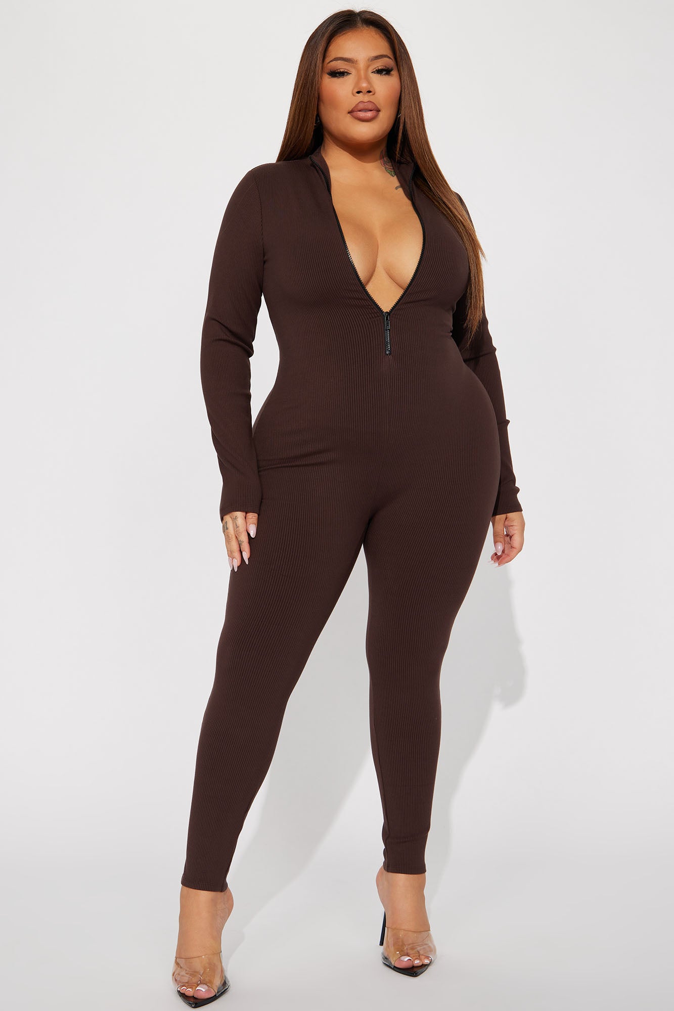 Sabrina Snatched Jumpsuit - Chocolate - Image 8