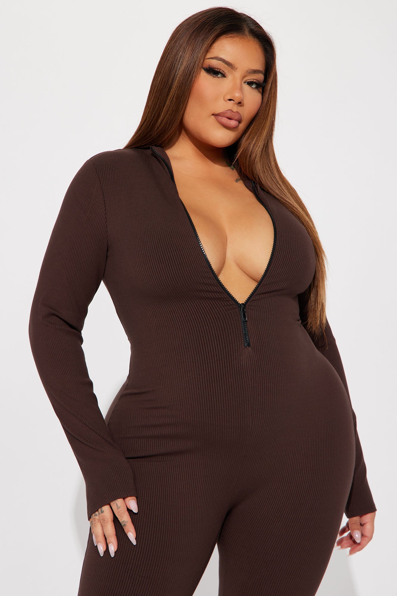 Sabrina Snatched Jumpsuit - Chocolate - Image 9