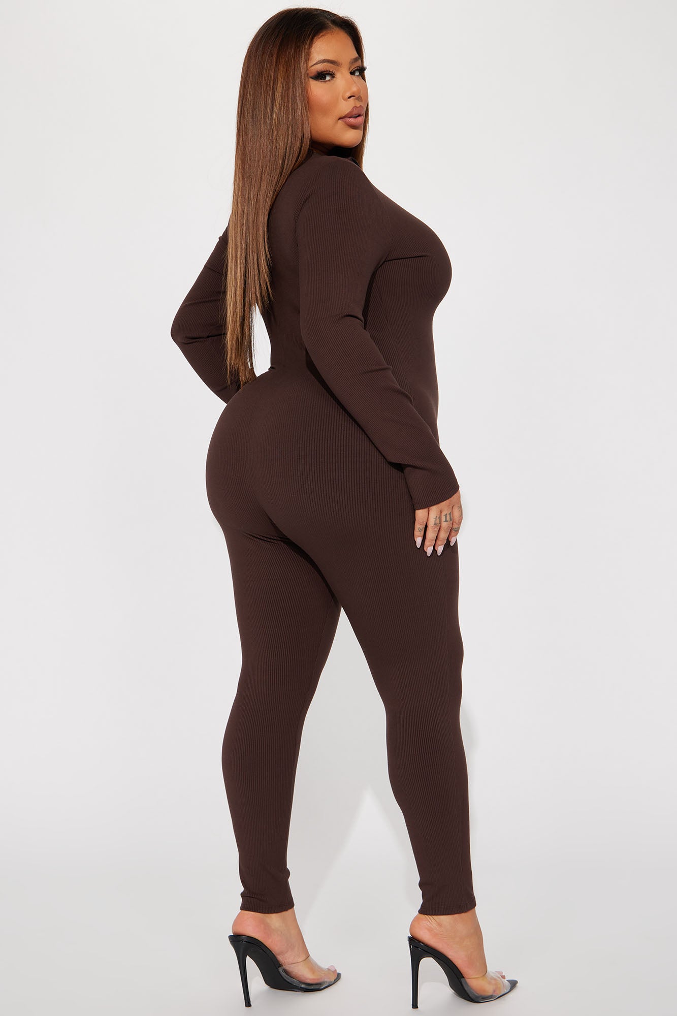 Sabrina Snatched Jumpsuit - Chocolate - Image 10