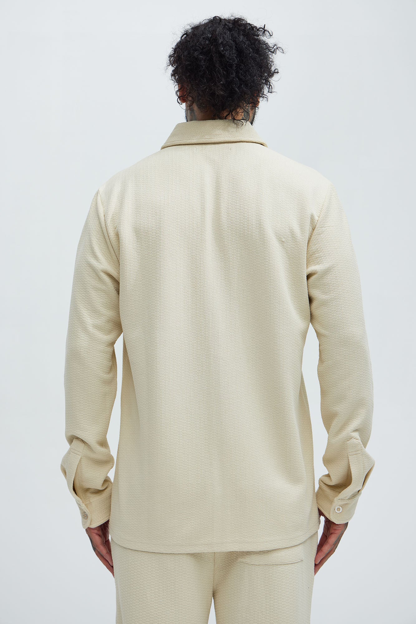 Capstan Textured Button Up Shirt - Cream - Image 4
