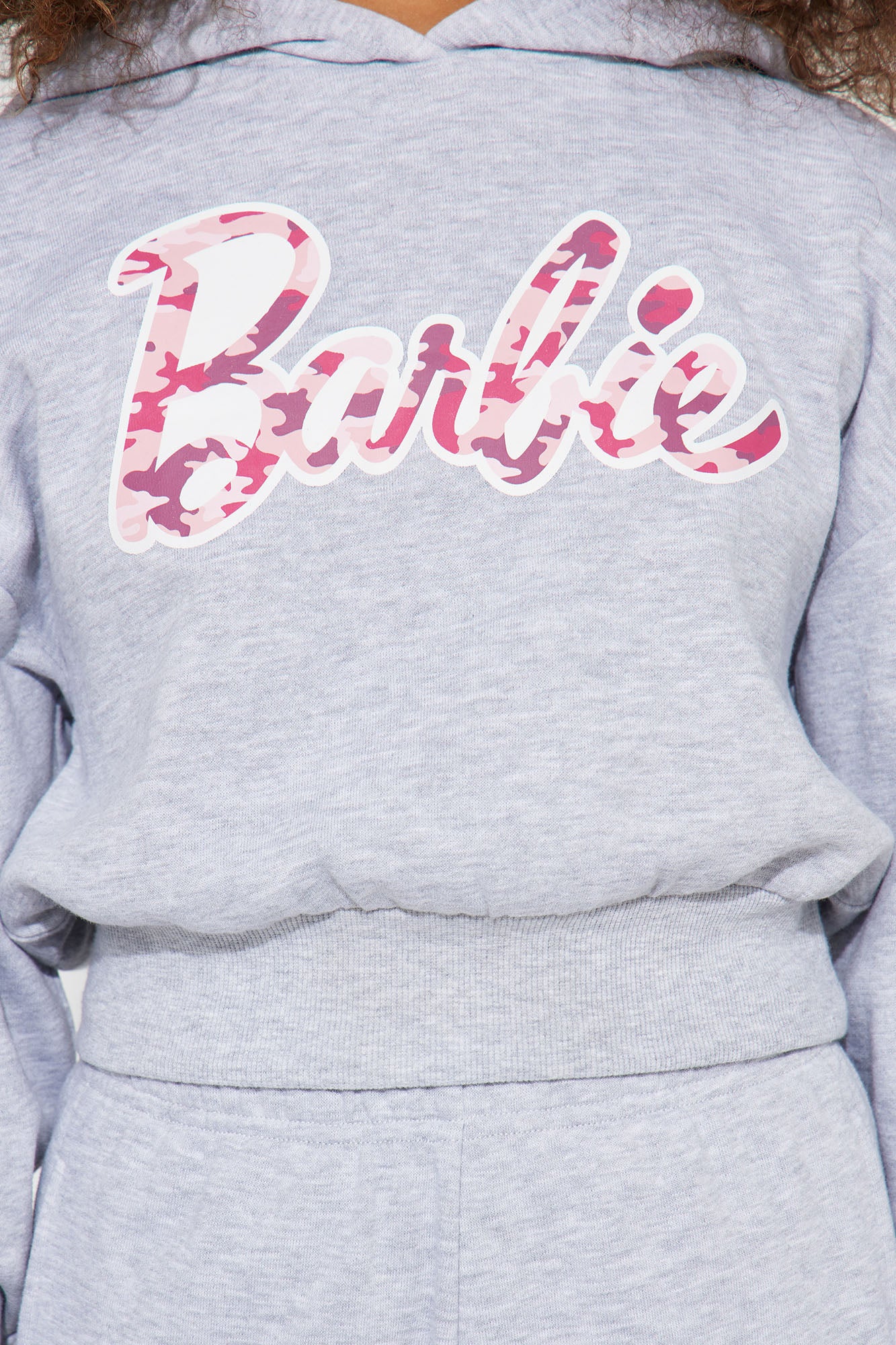 Mini Barbie Girl Fleece Jogger Set - Heather Grey - Image 6