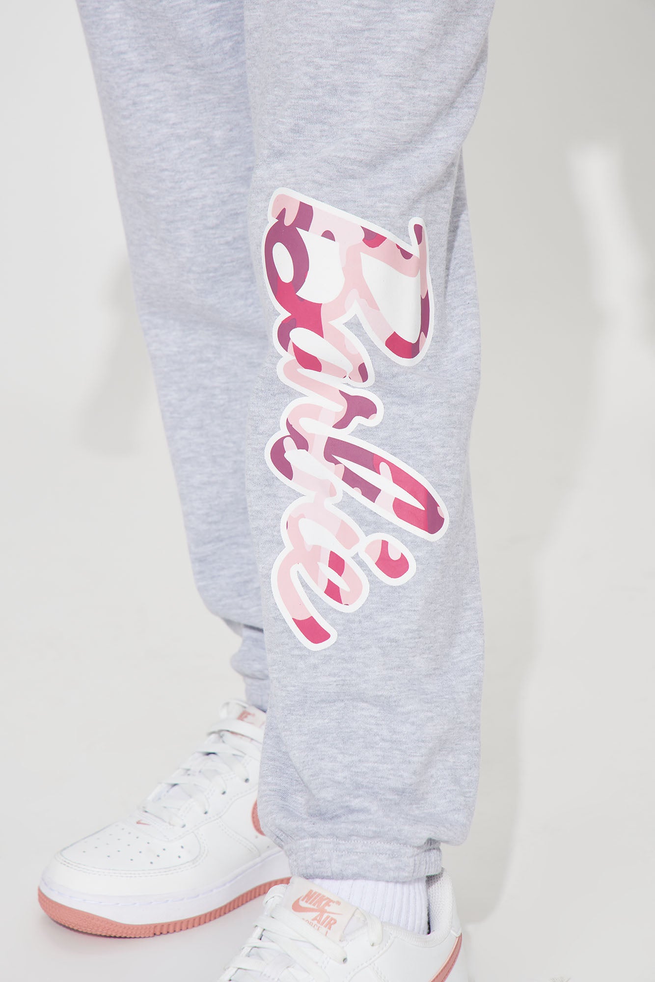 Mini Barbie Girl Fleece Jogger Set - Heather Grey - Image 7