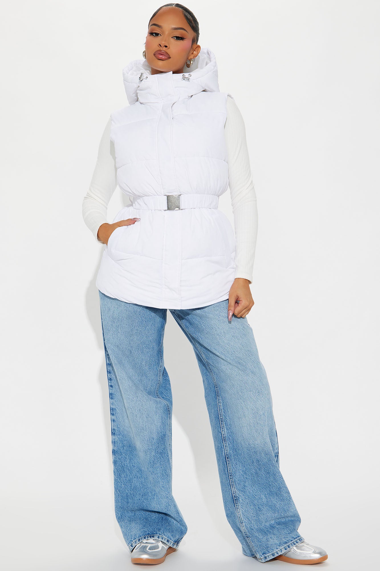 Hold You Down Puffer Vest - White - Image 3