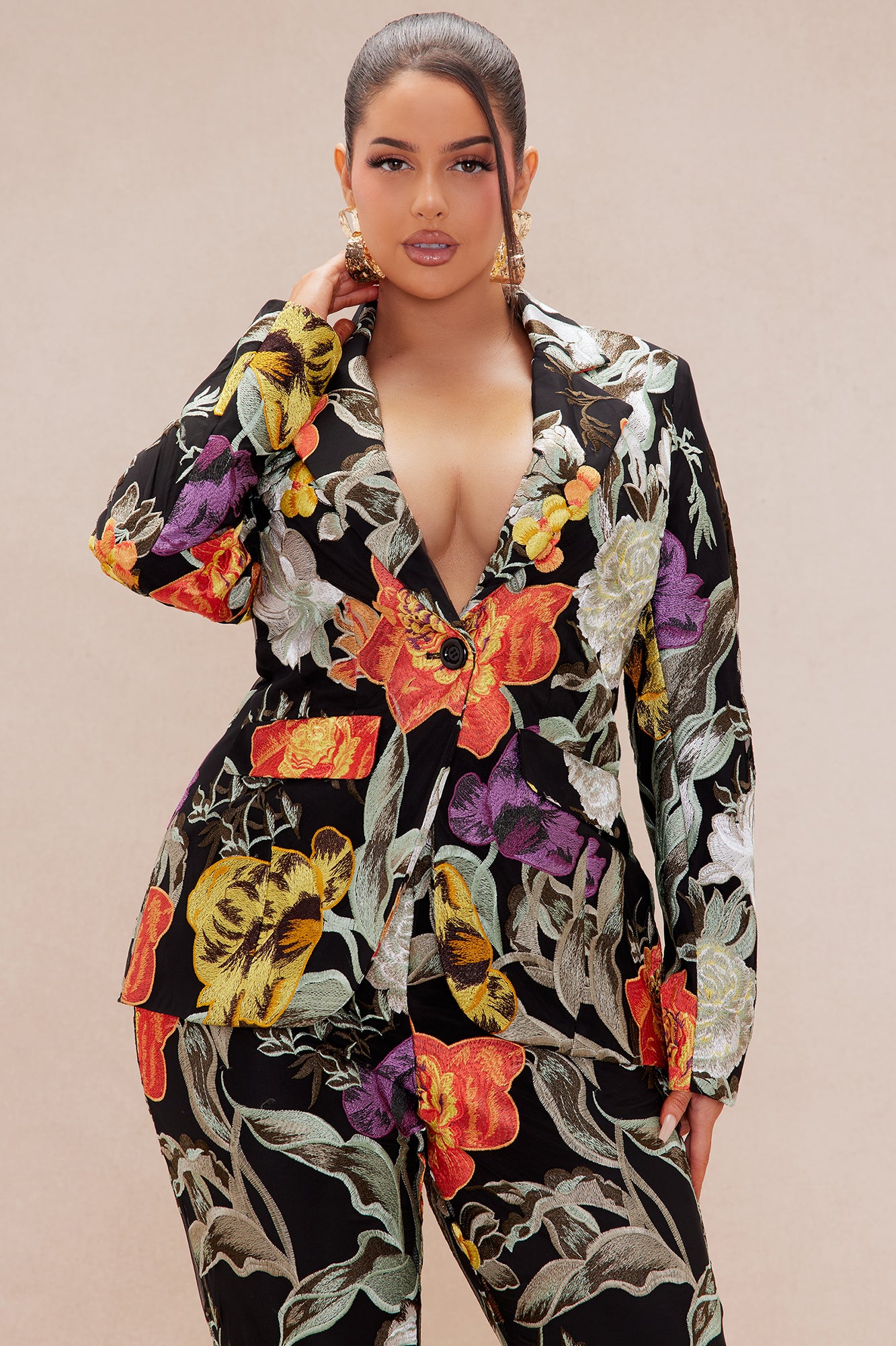 Adaila Floral Embroidered Blazer - Black/combo - Image 6