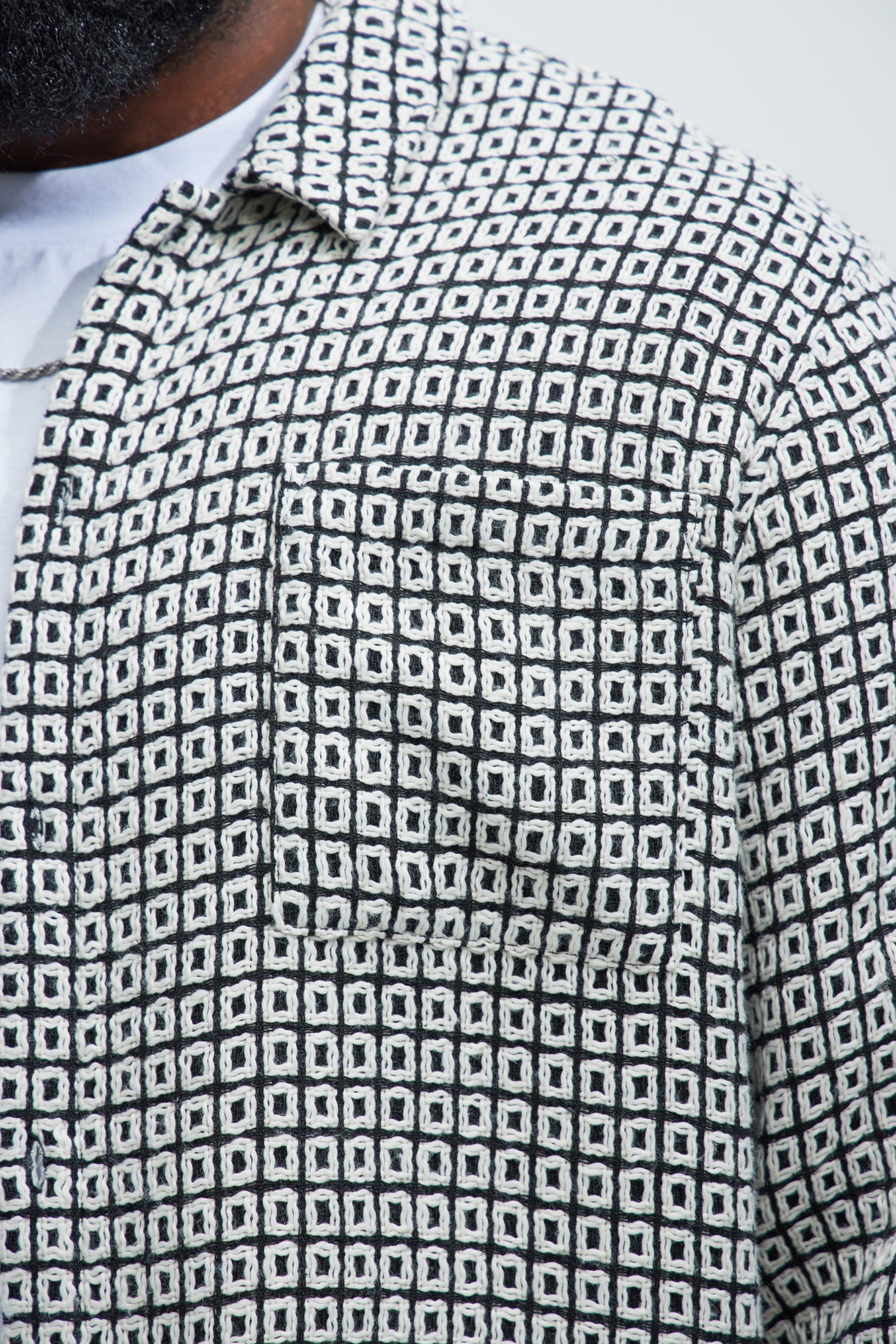 Oversized Island Textured Button Up Shirt - Black/combo - Image 7