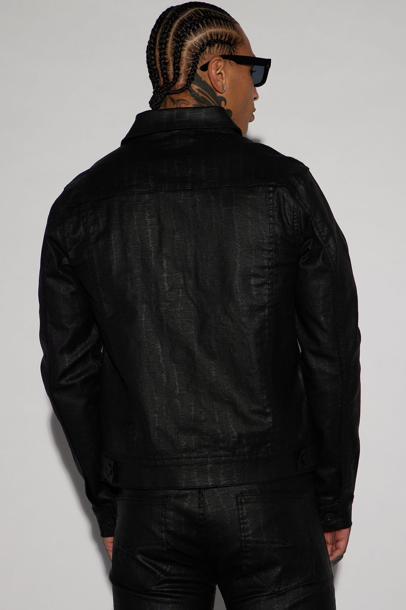 Rebel Like Me Pattern Waxed Trucker Jacket - Black - Image 4