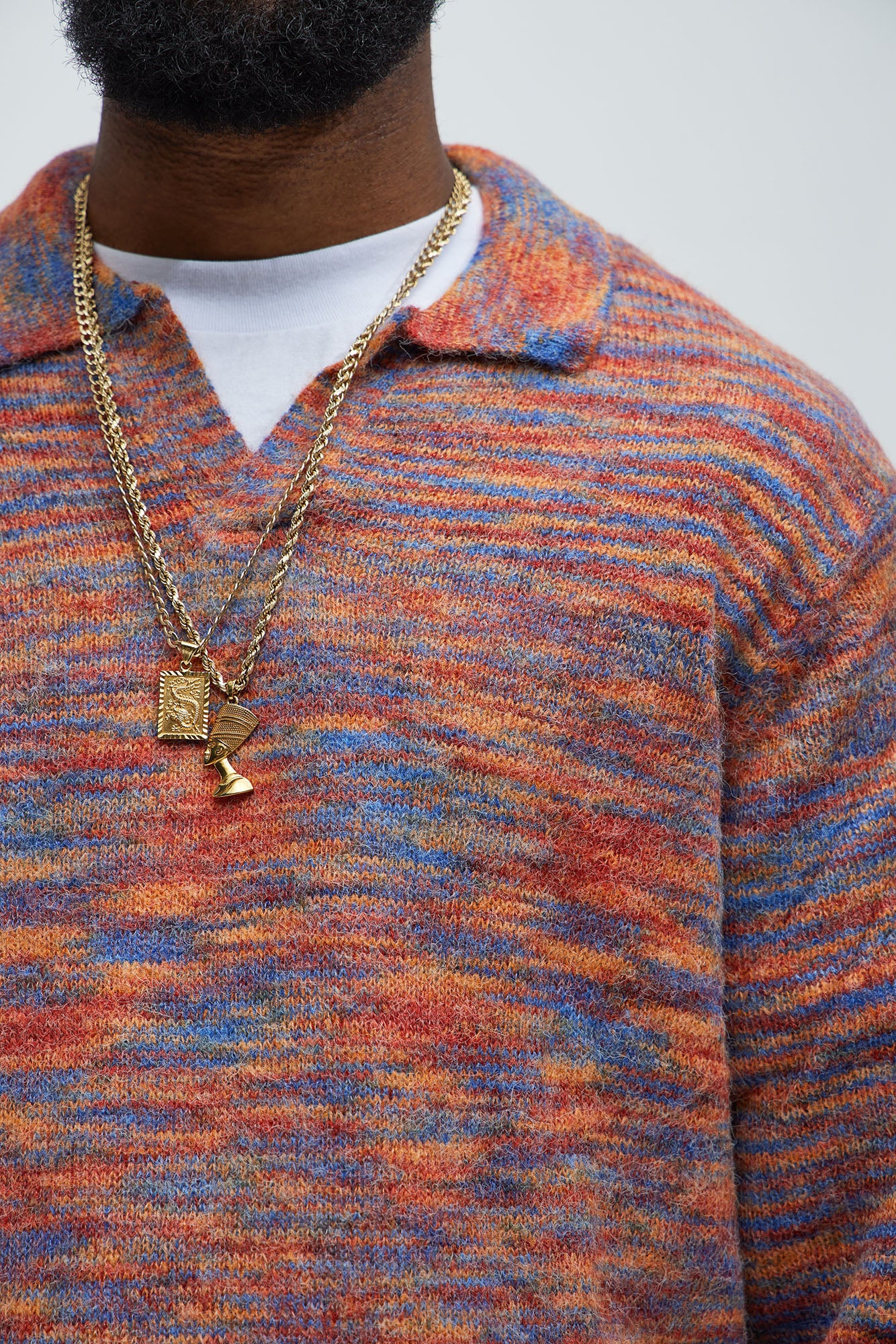 Blinded Mohair Johnny Collar Sweater - Red/combo - Image 3