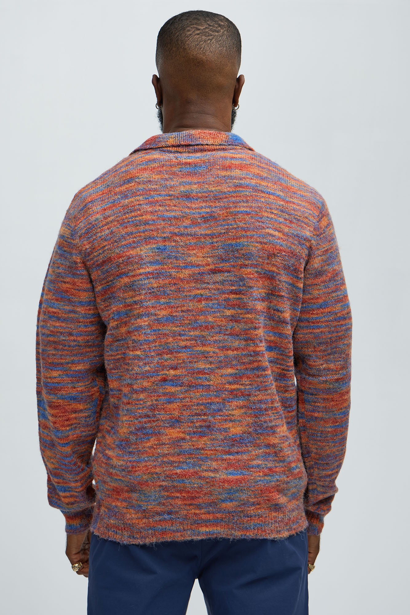 Blinded Mohair Johnny Collar Sweater - Red/combo - Image 4