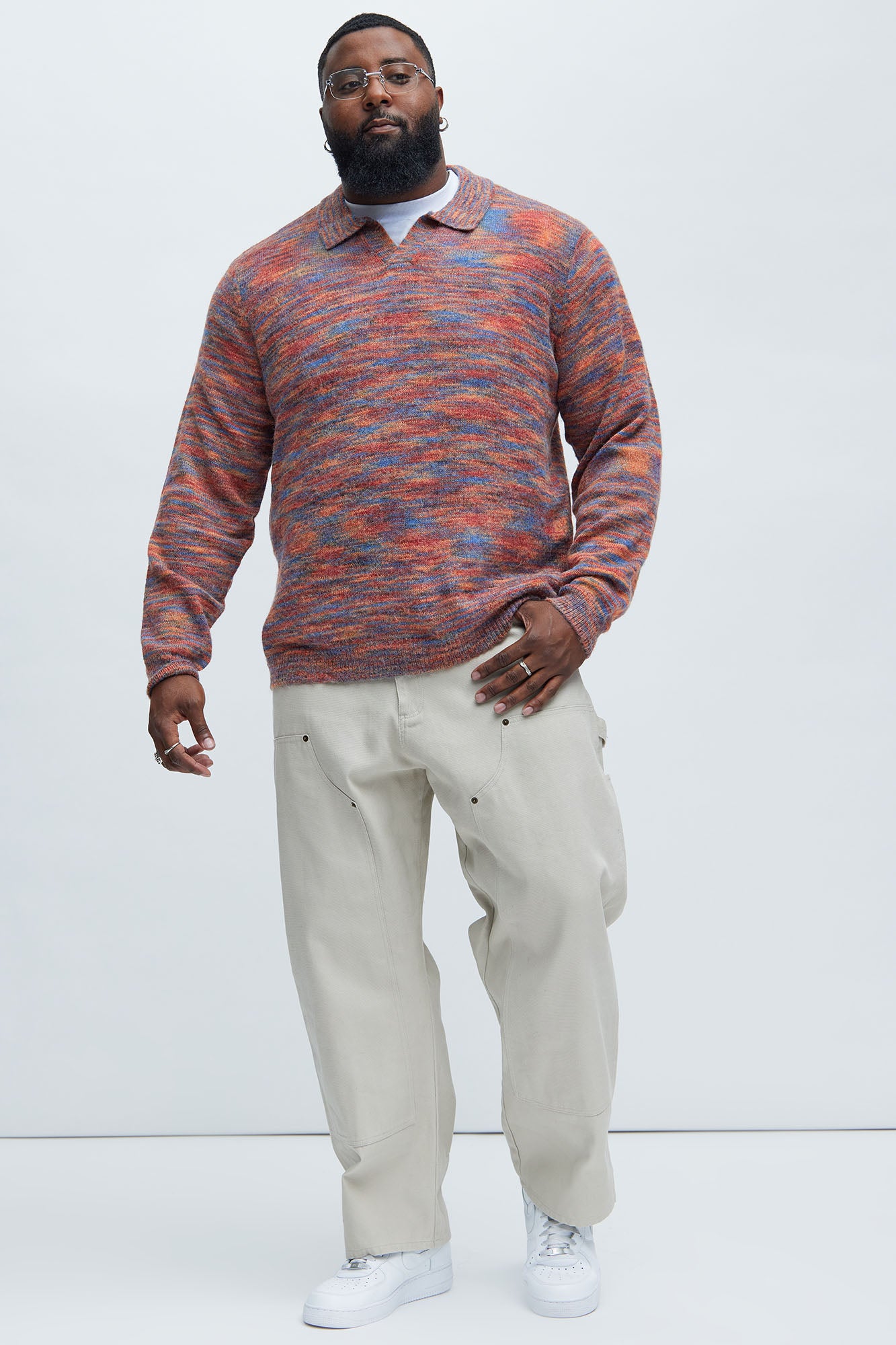 Blinded Mohair Johnny Collar Sweater - Red/combo - Image 6
