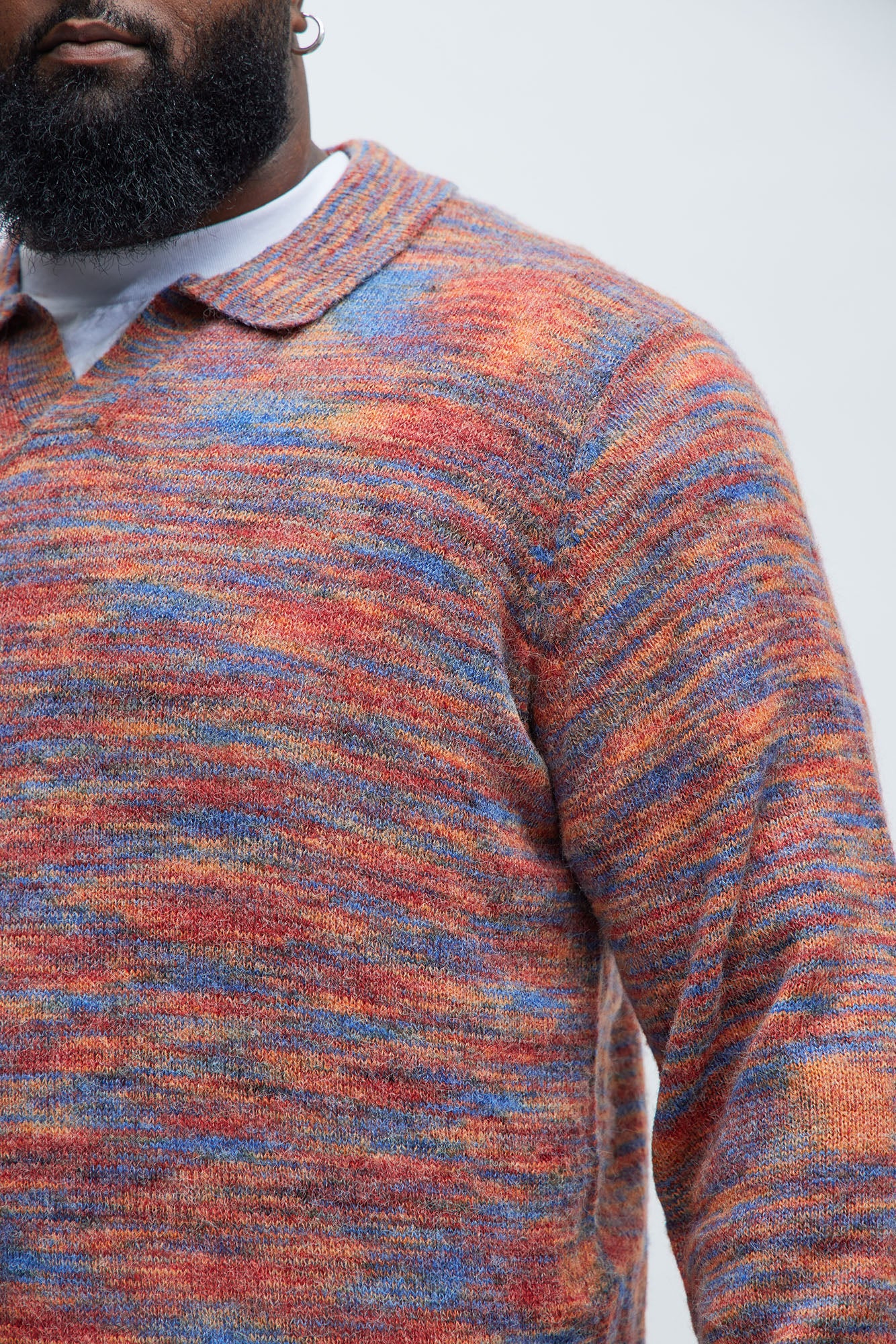 Blinded Mohair Johnny Collar Sweater - Red/combo - Image 7