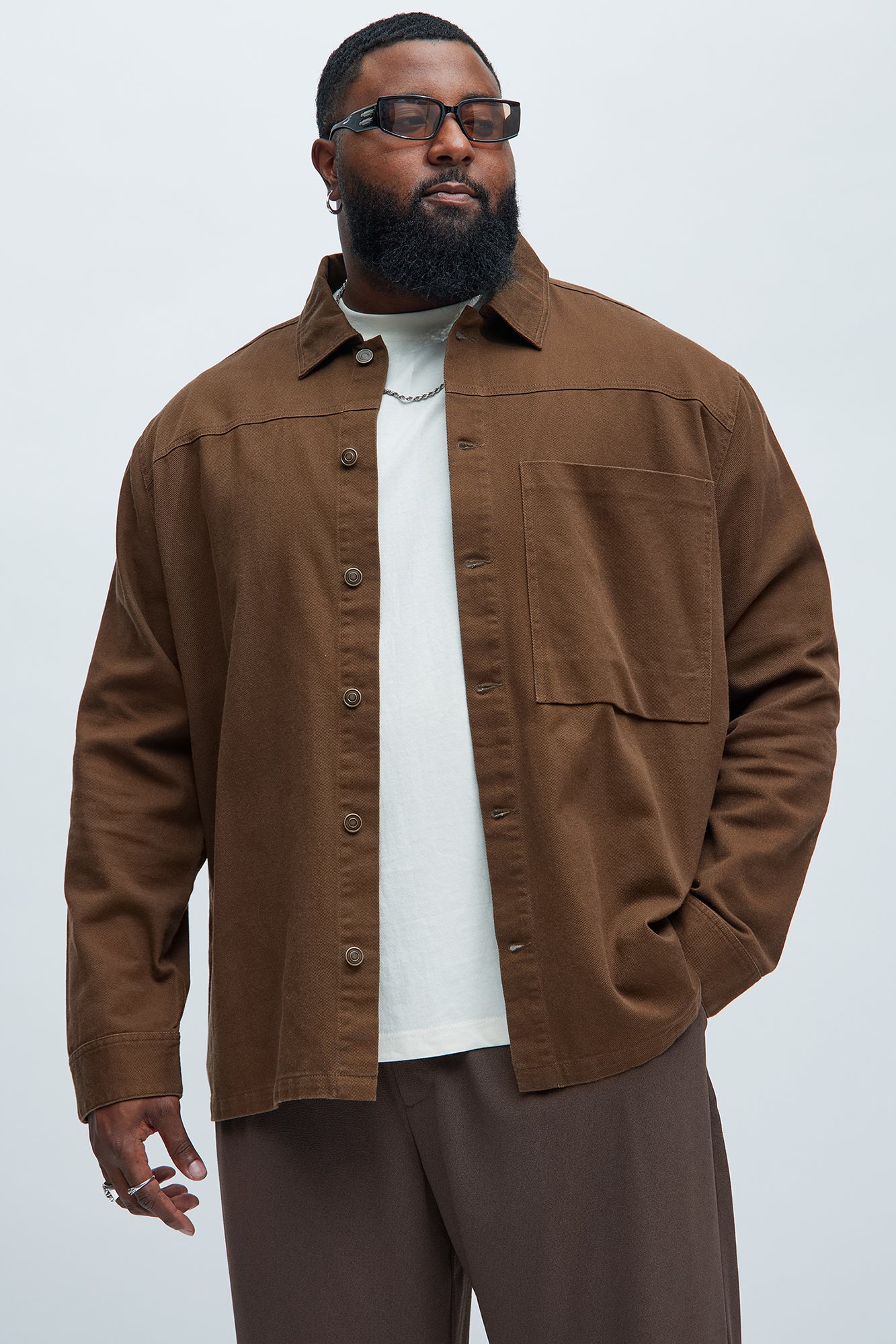 Yorktown Twill Button Up Shirt - Brown - Image 5