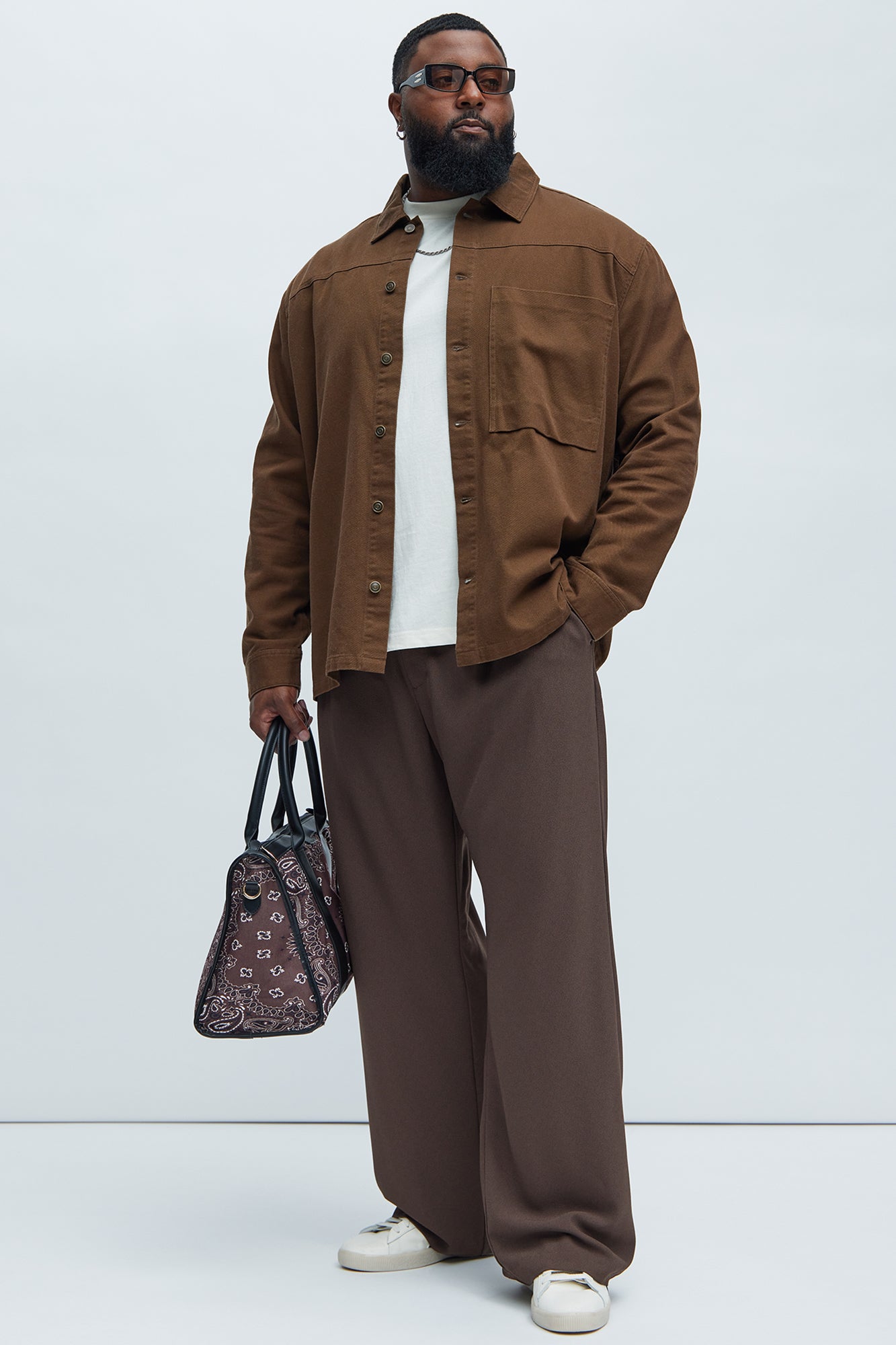 Yorktown Twill Button Up Shirt - Brown - Image 6