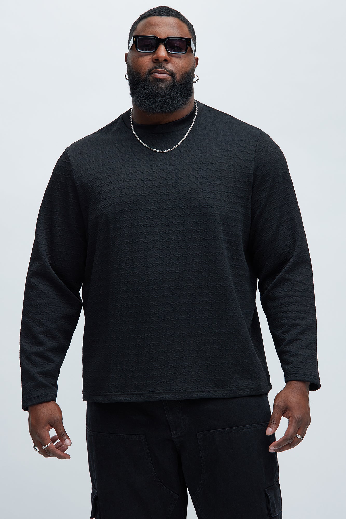 8AM Textured Long Sleeve Tee - Black - Image 5