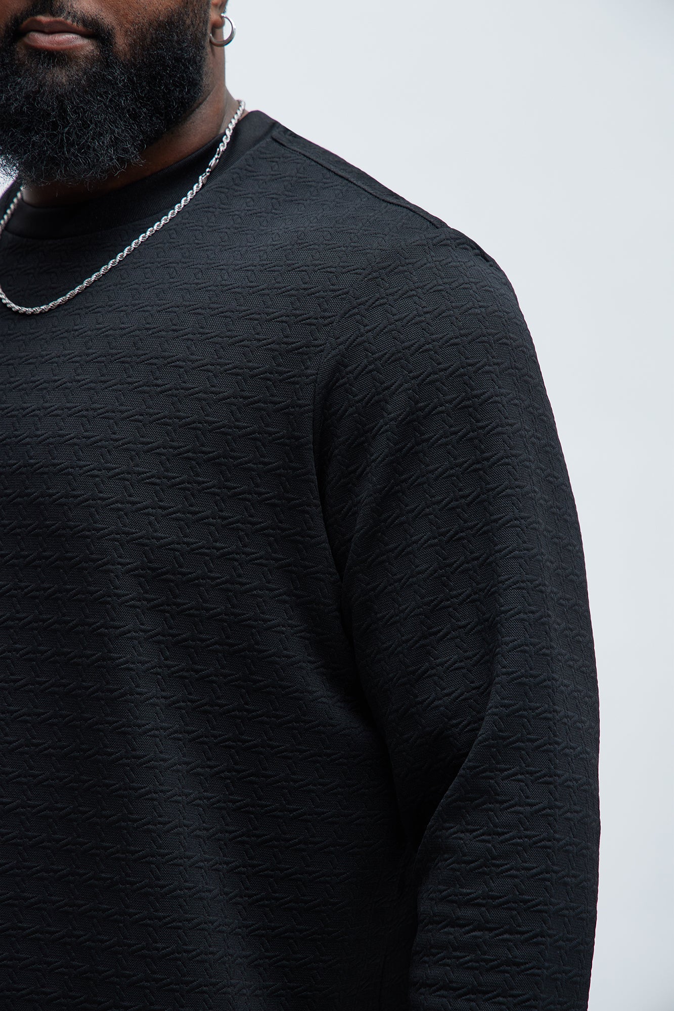 8AM Textured Long Sleeve Tee - Black - Image 7