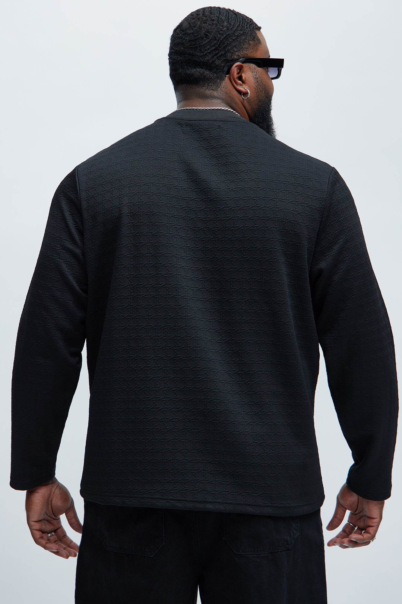 8AM Textured Long Sleeve Tee - Black - Image 8