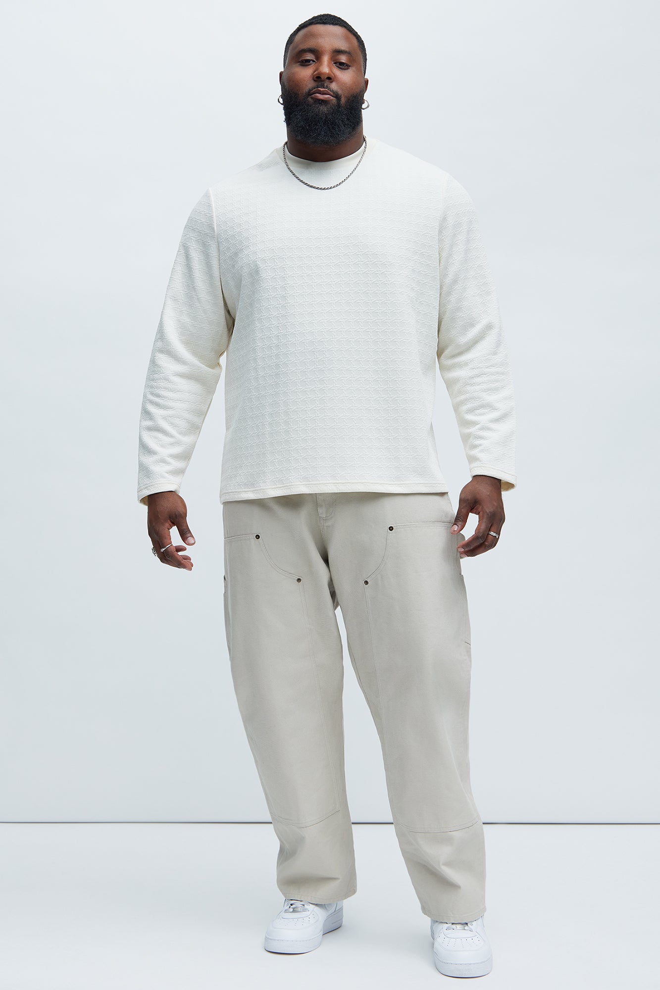 8AM Textured Long Sleeve Tee - Off White - Image 6