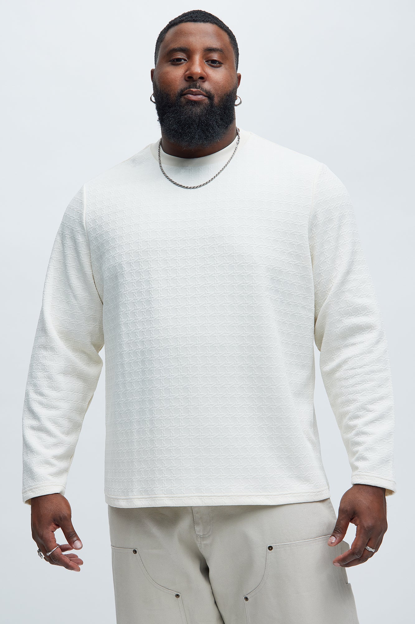 8AM Textured Long Sleeve Tee - Off White - Image 5
