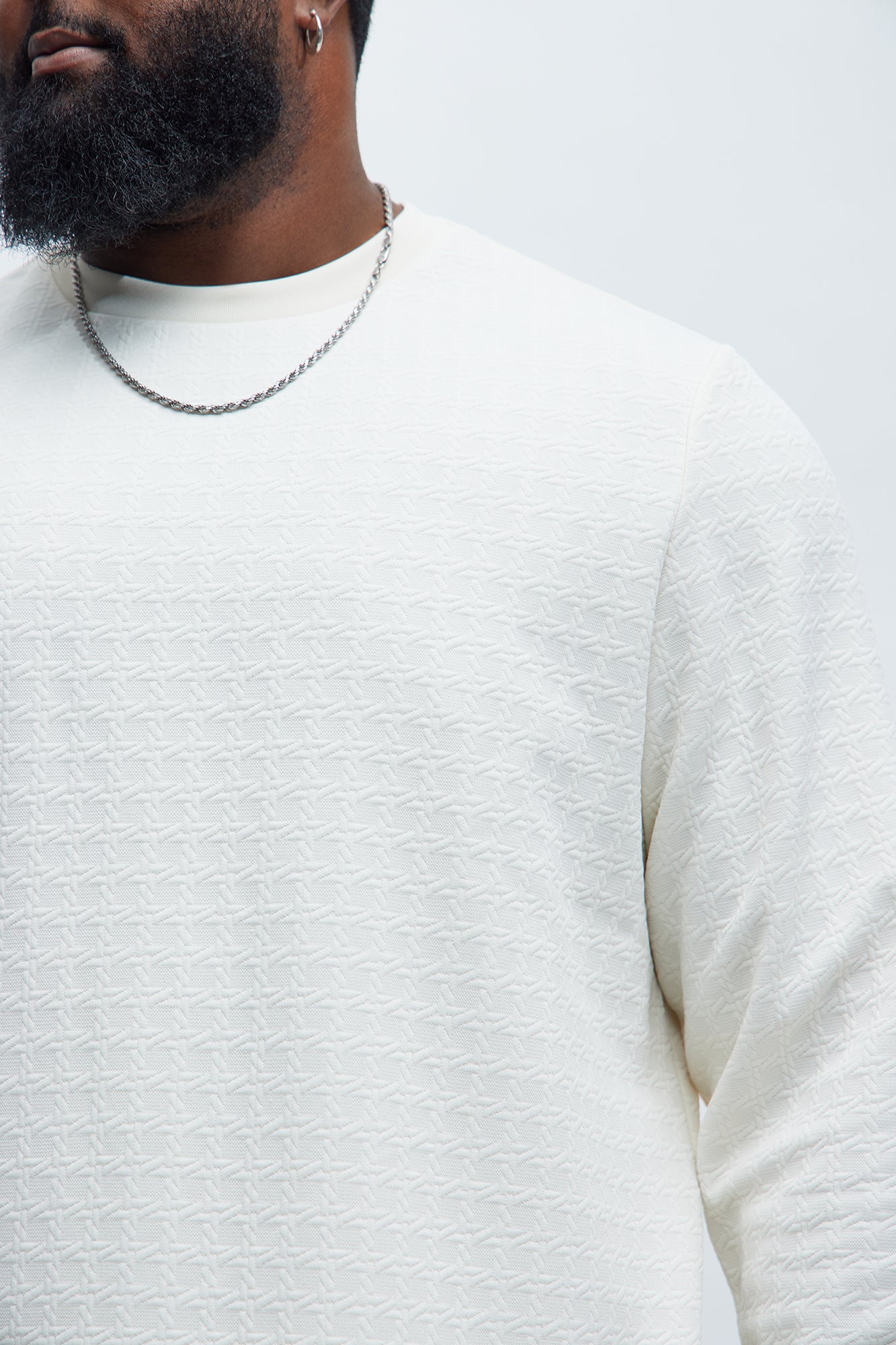 8AM Textured Long Sleeve Tee - Off White - Image 7