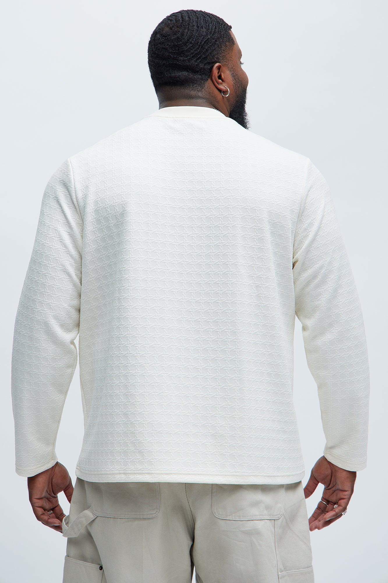 8AM Textured Long Sleeve Tee - Off White - Image 8