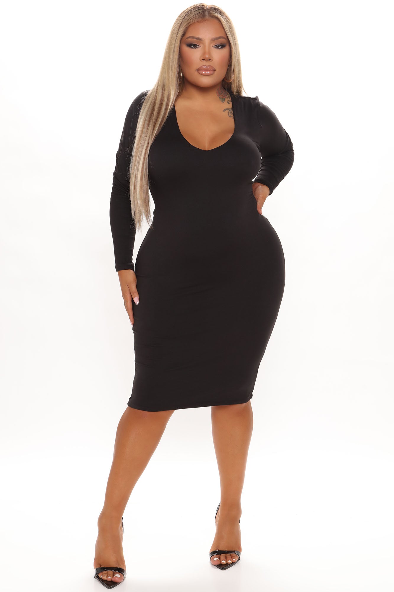 Amilia Double Lined Midi Dress - Black - Image 5