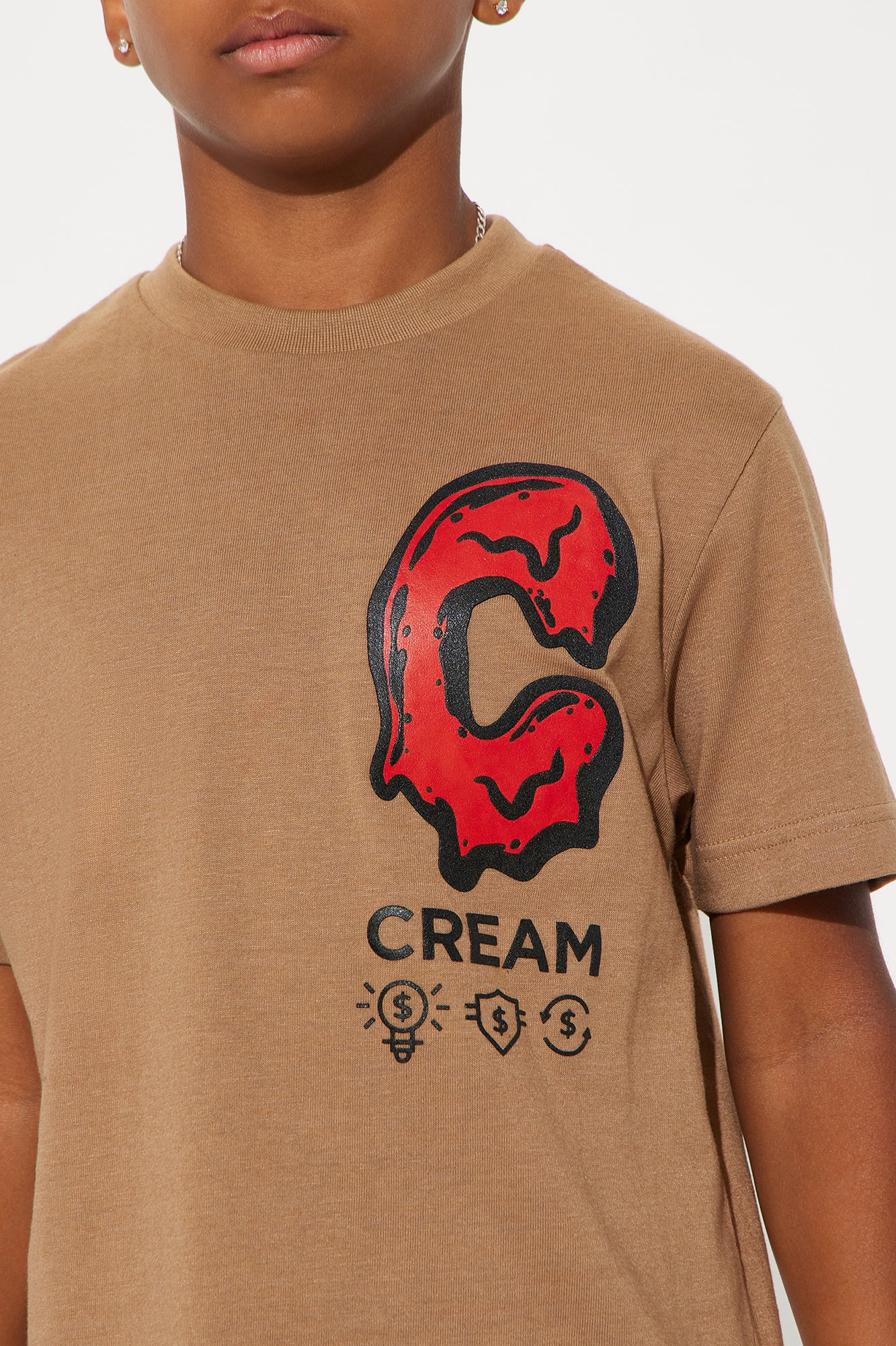 Mini Cream Screen Tee - Mocha - Image 3