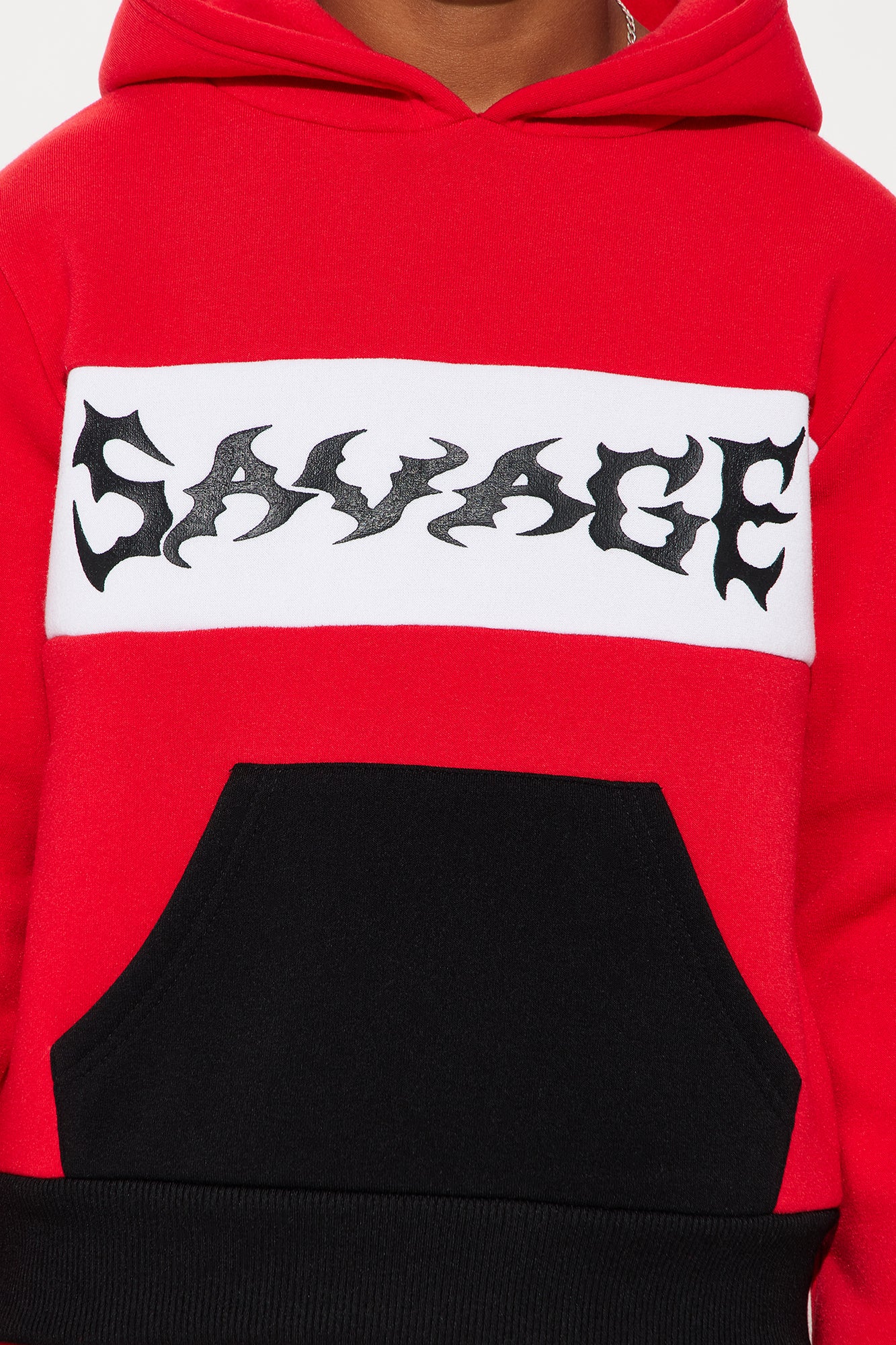 Mini Savage Mode Colorblock Fleece Pant Set - Red/combo - Image 3